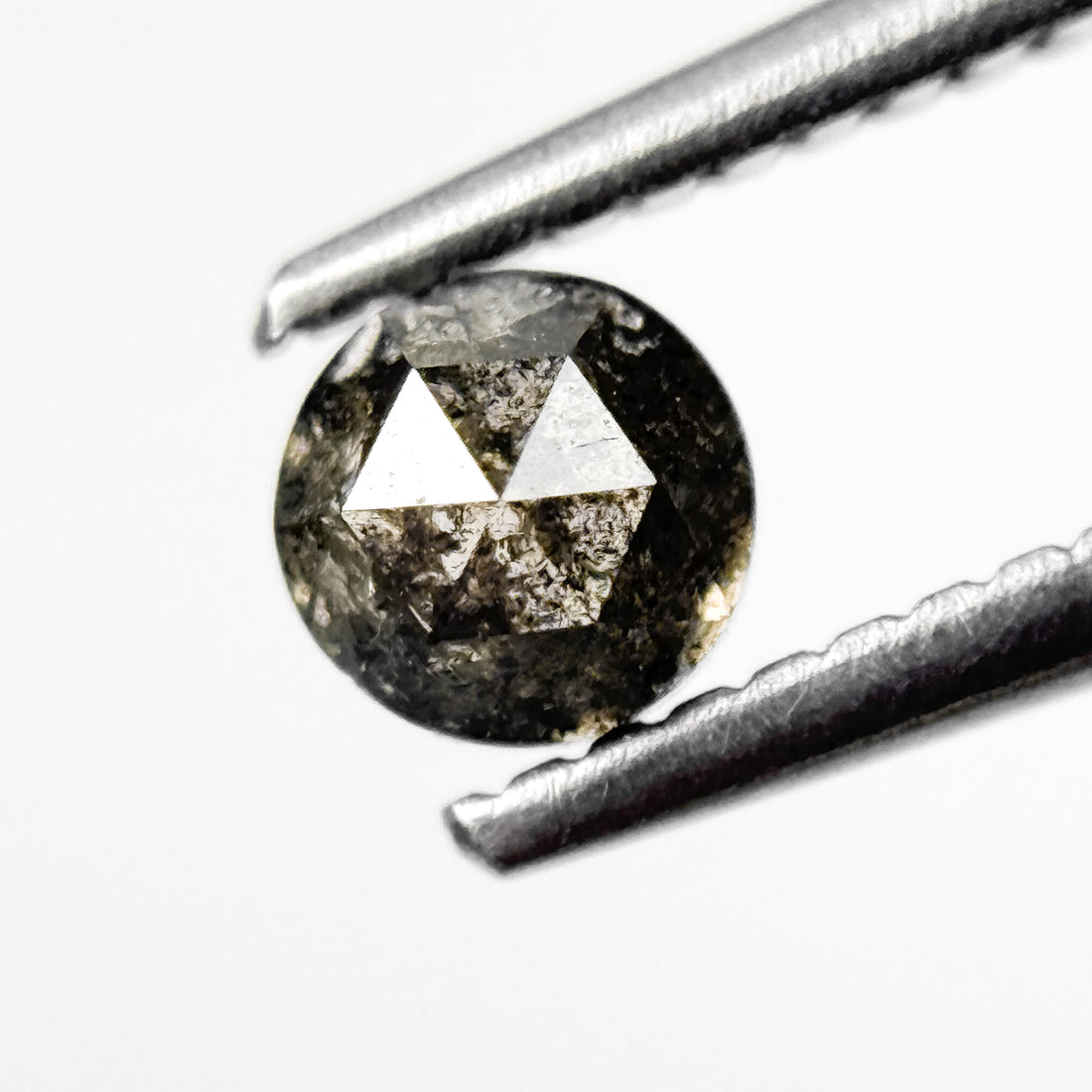 0.58 Ct Round Rose Cut Grey Natural Salt and Pepper Diamond