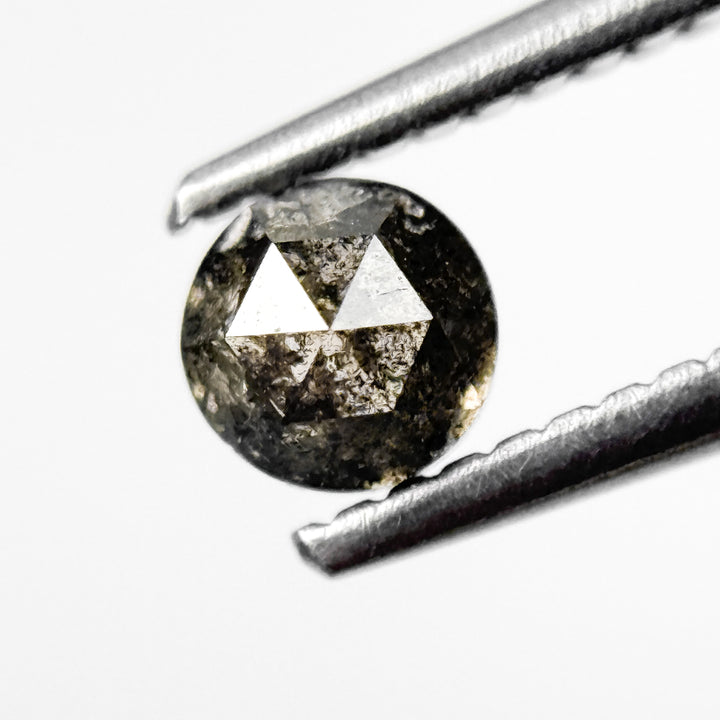 0.58 Ct Round Rose Cut Grey Natural Salt and Pepper Diamond