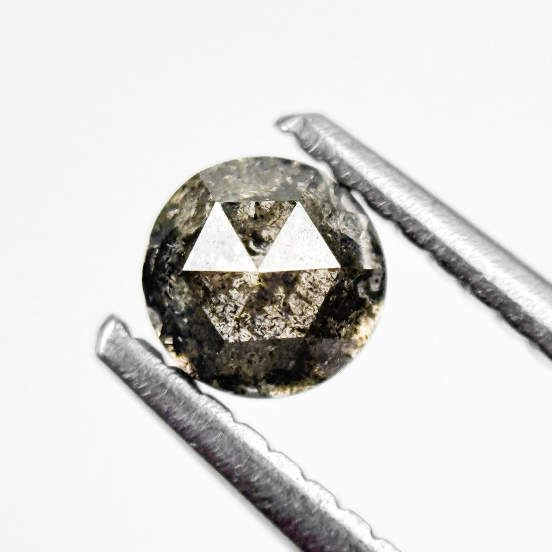 0.58 Ct Round Rose Cut Grey Natural Salt and Pepper Diamond