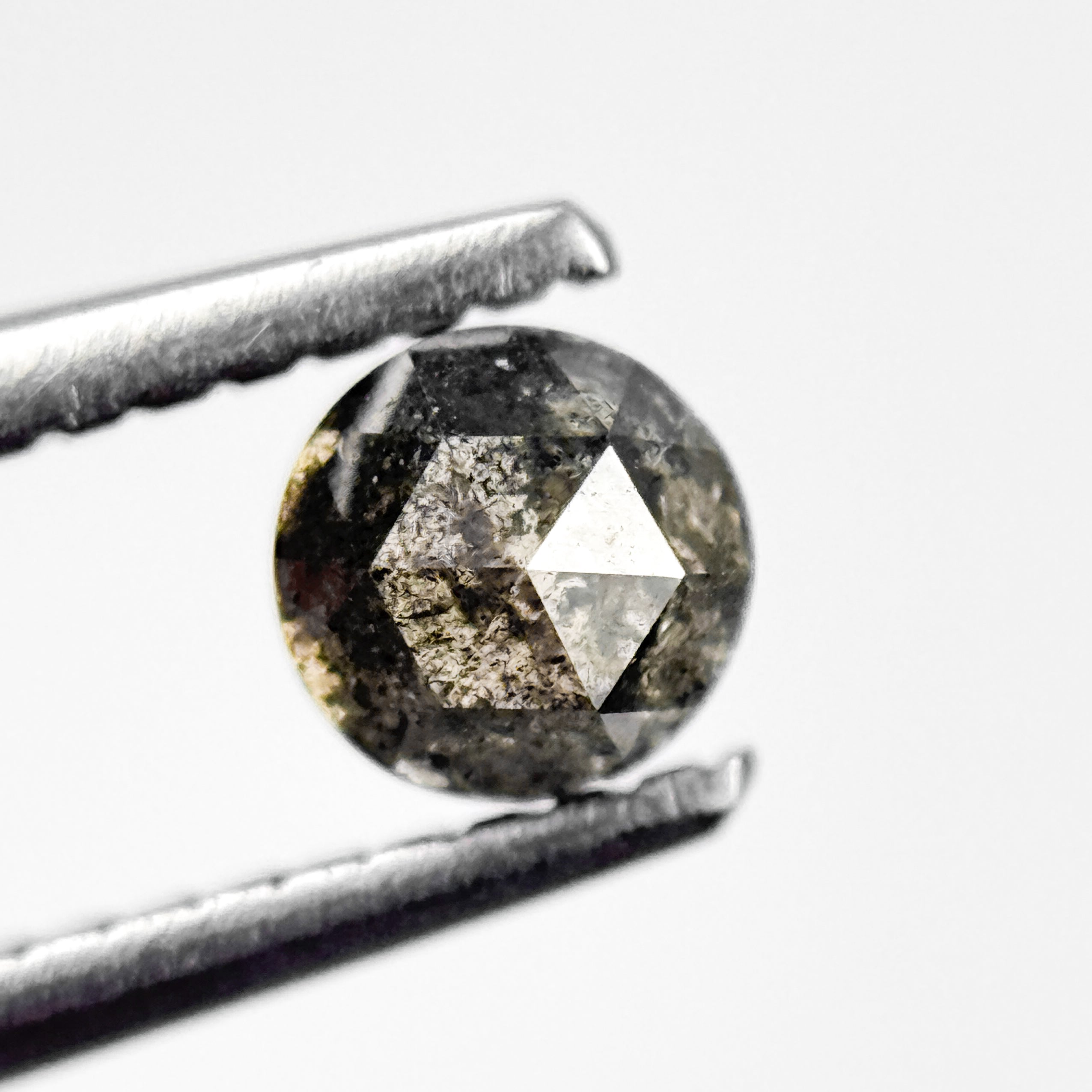 0.58 Ct Round Rose Cut Grey Natural Salt and Pepper Diamond