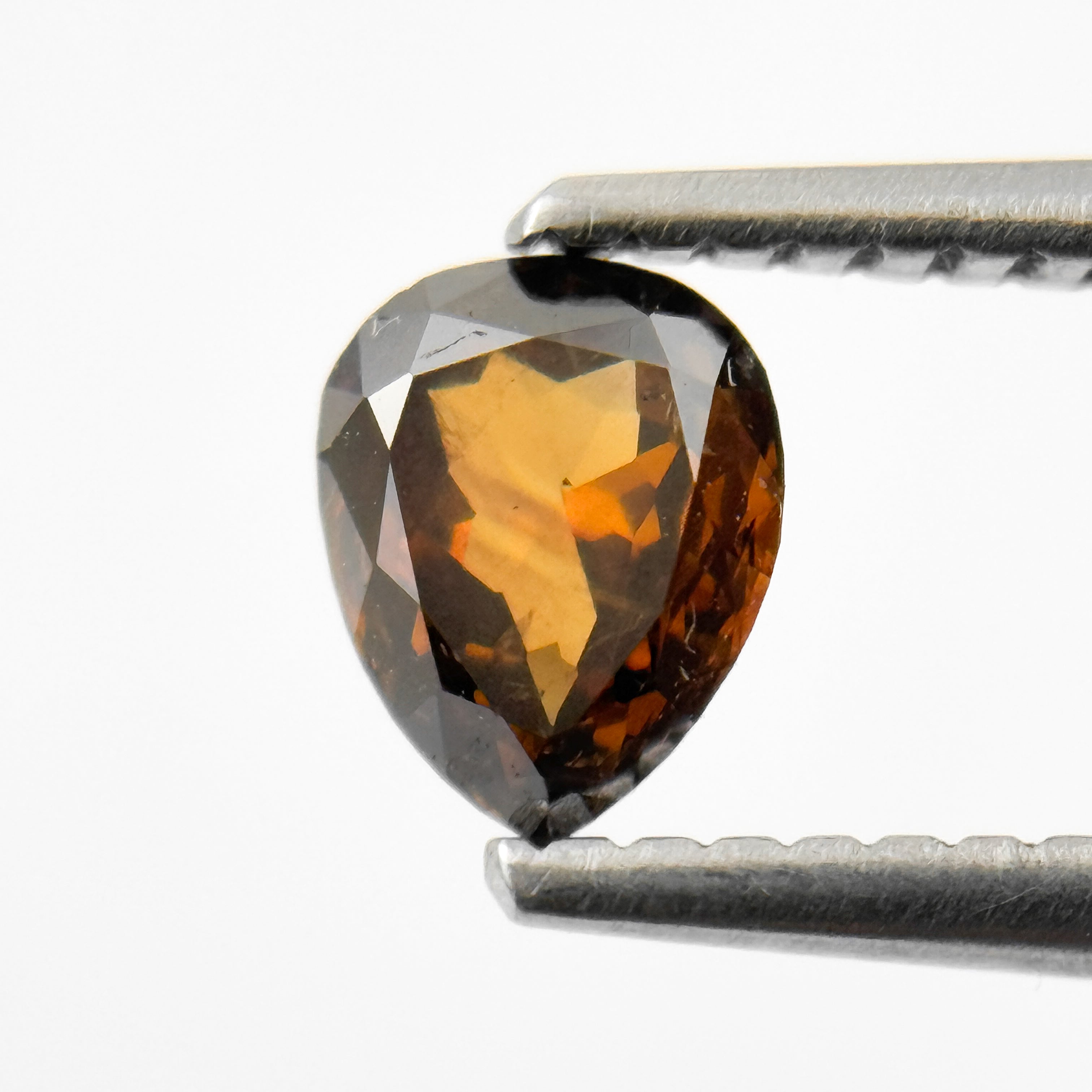 0.59 Ct Pear Rose Cut Orange Natural Salt and Pepper Diamond