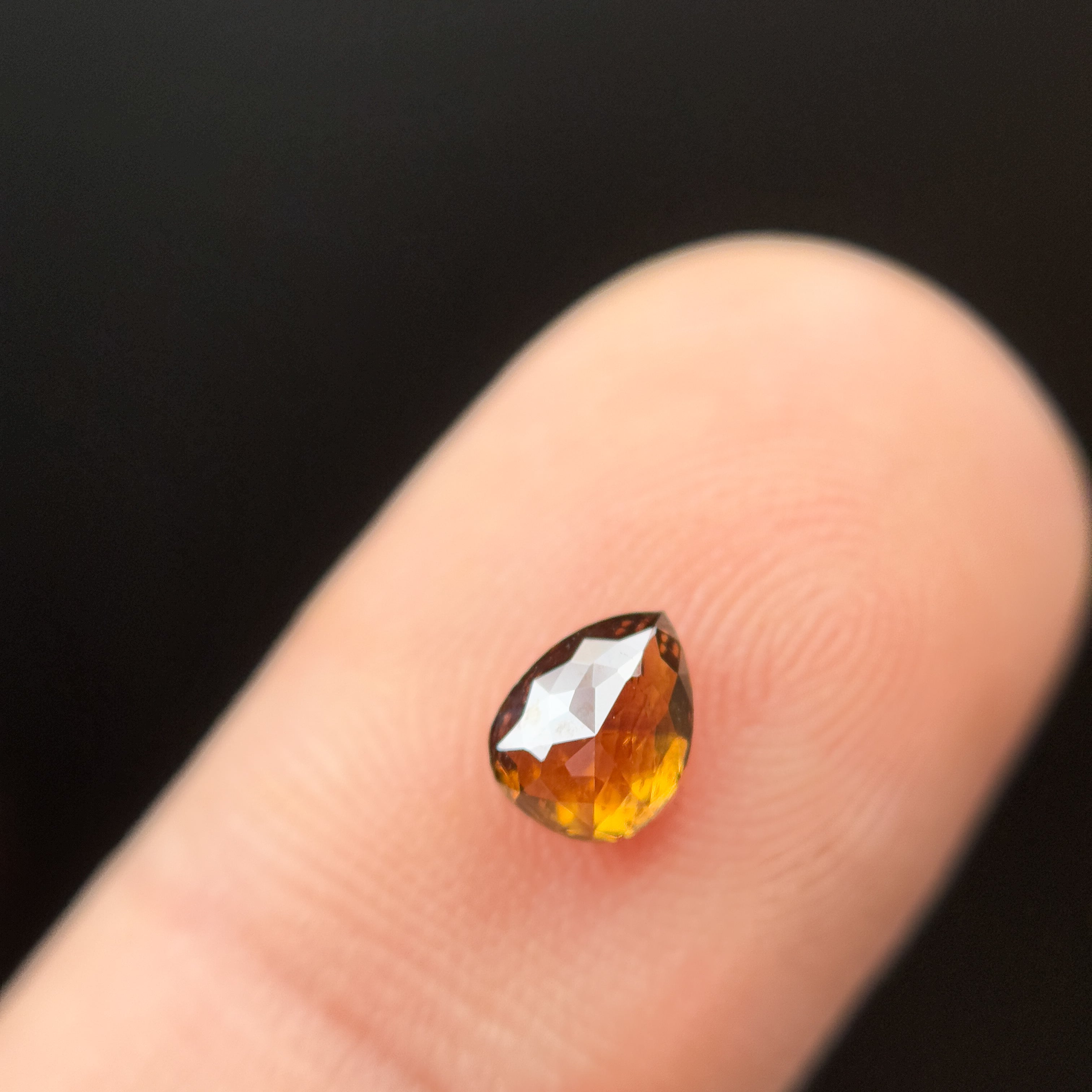 0.59 Ct Pear Rose Cut Orange Natural Salt and Pepper Diamond