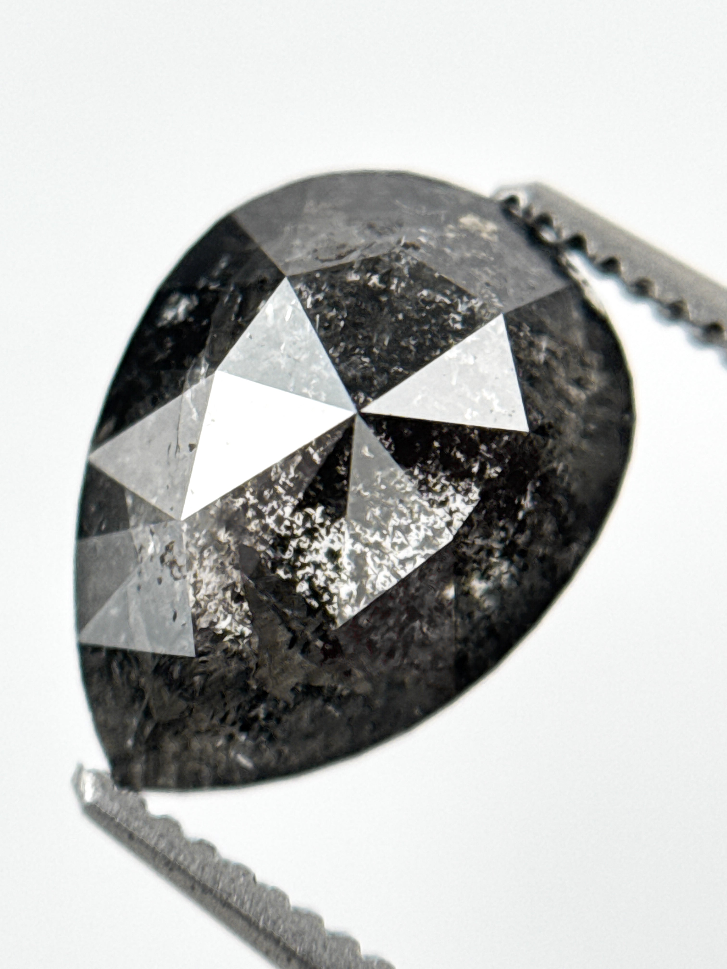3.07 Ct Pear Rose Cut Grey Natural Fancy Diamond