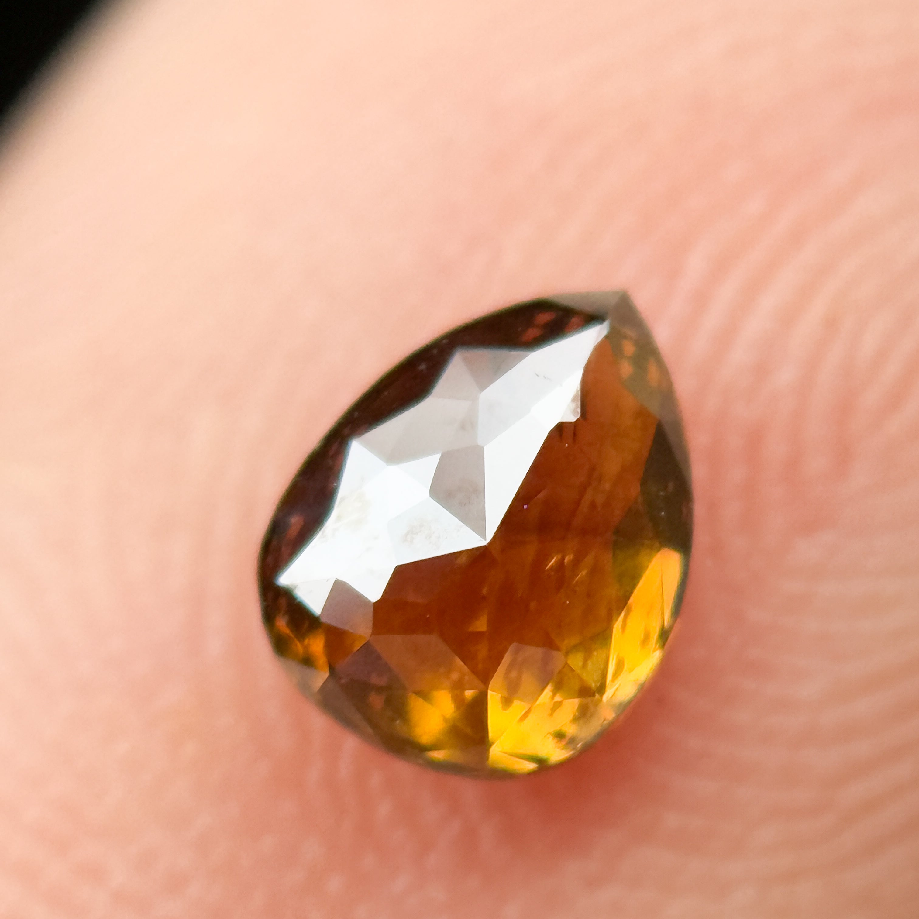 0.59 Ct Pear Rose Cut Orange Natural Salt and Pepper Diamond