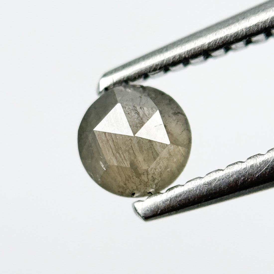 0.35 Ct Round Rose Cut Grey Natural Salt and Pepper Diamond