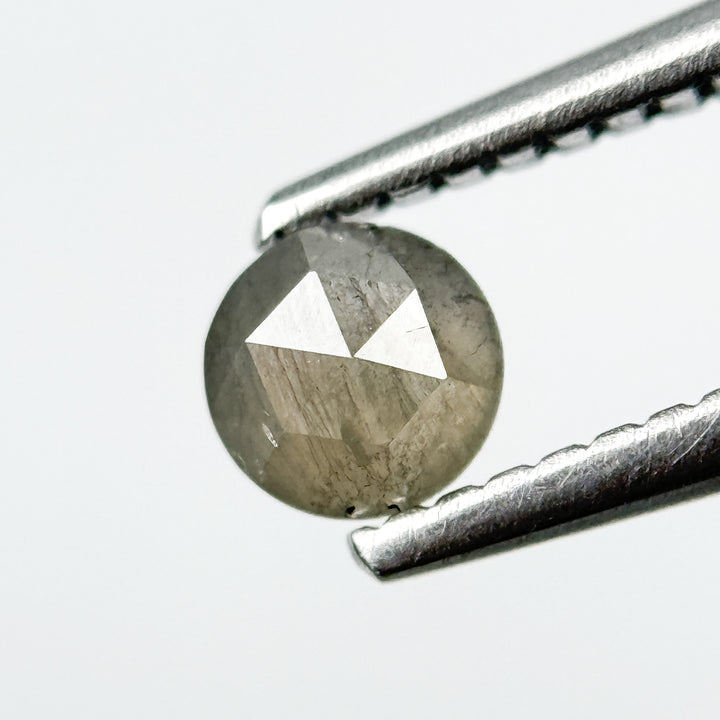 0.35 Ct Round Rose Cut Grey Natural Salt and Pepper Diamond