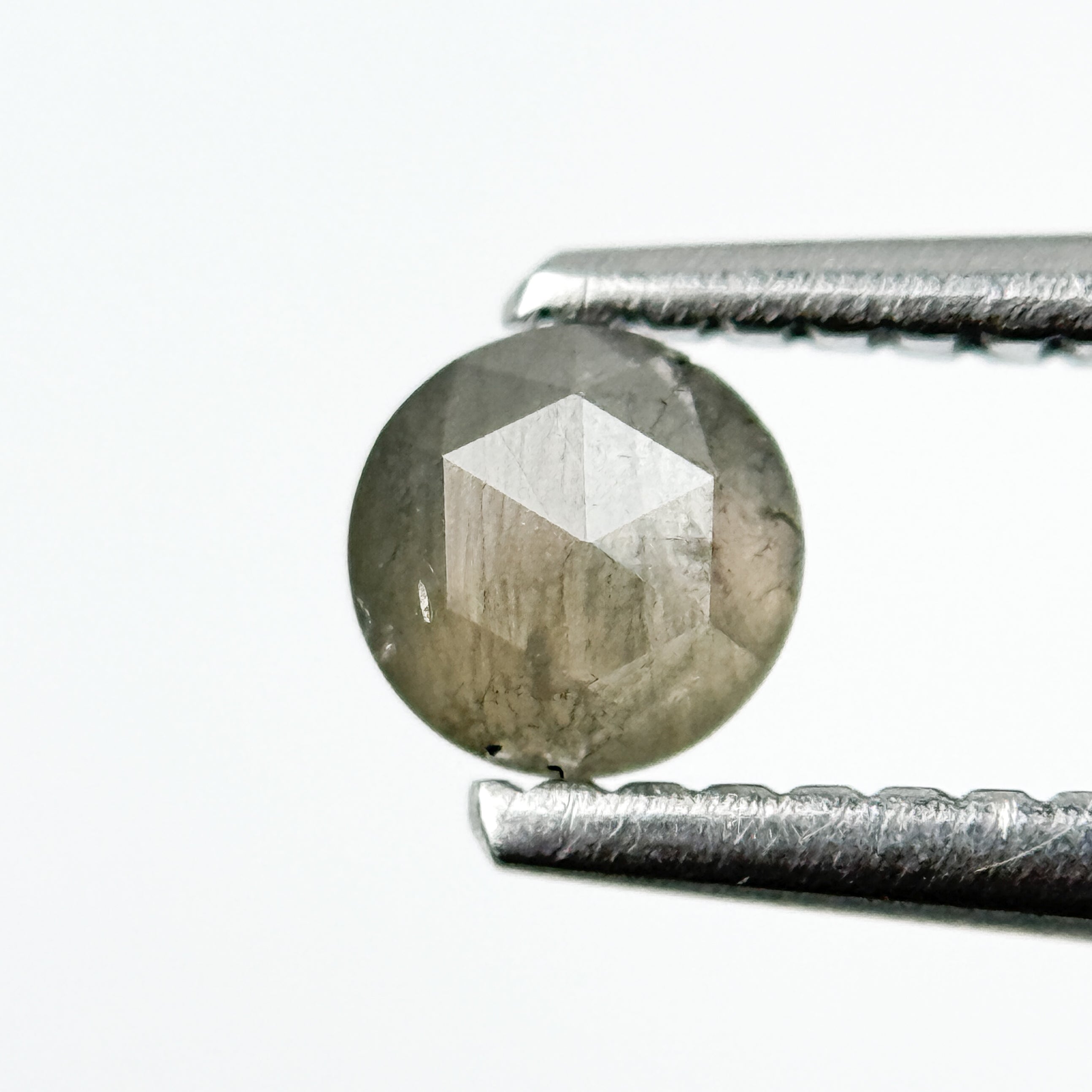0.35 Ct Round Rose Cut Grey Natural Salt and Pepper Diamond
