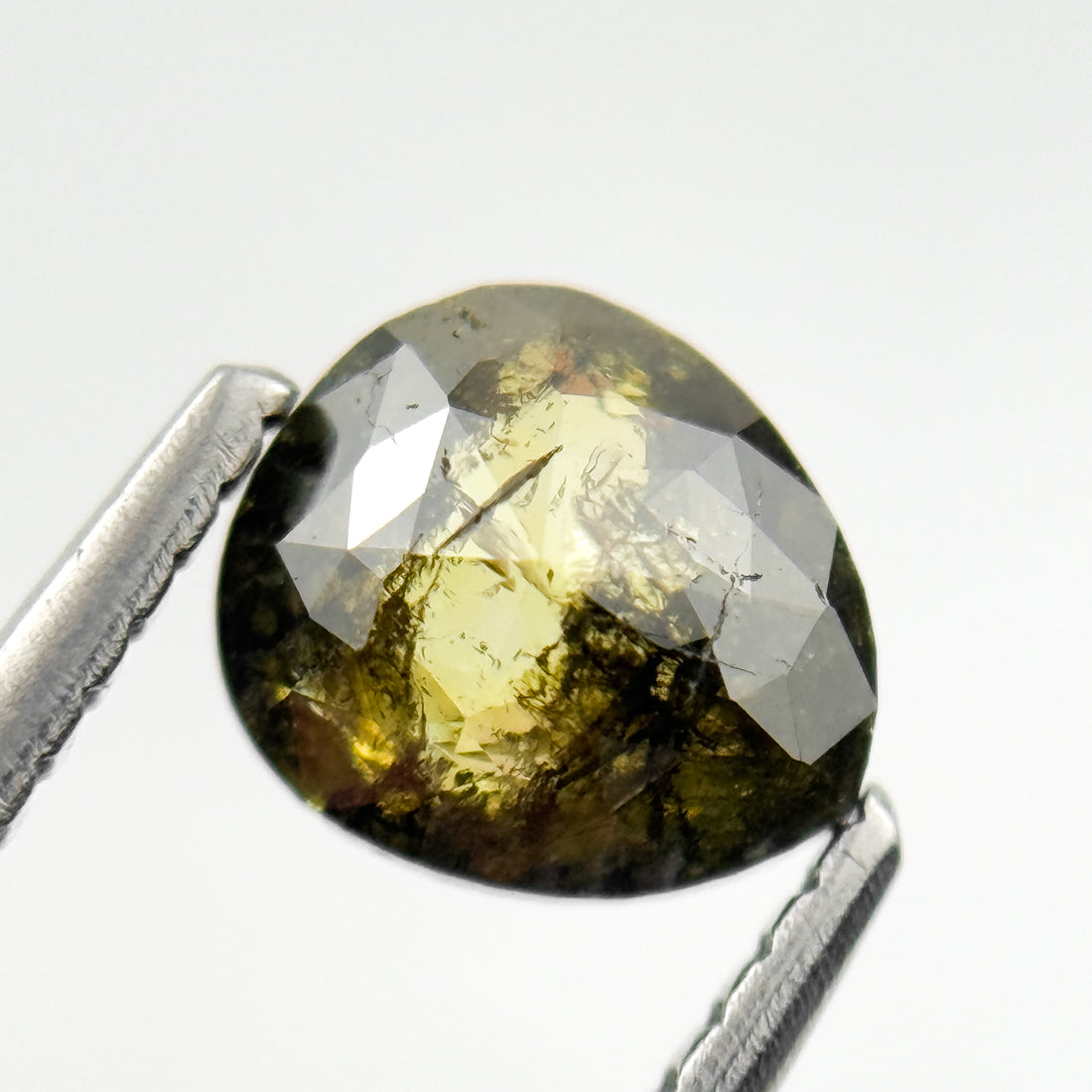 1.00 Ct Pear Rose Cut Green Natural Salt and Pepper Diamond
