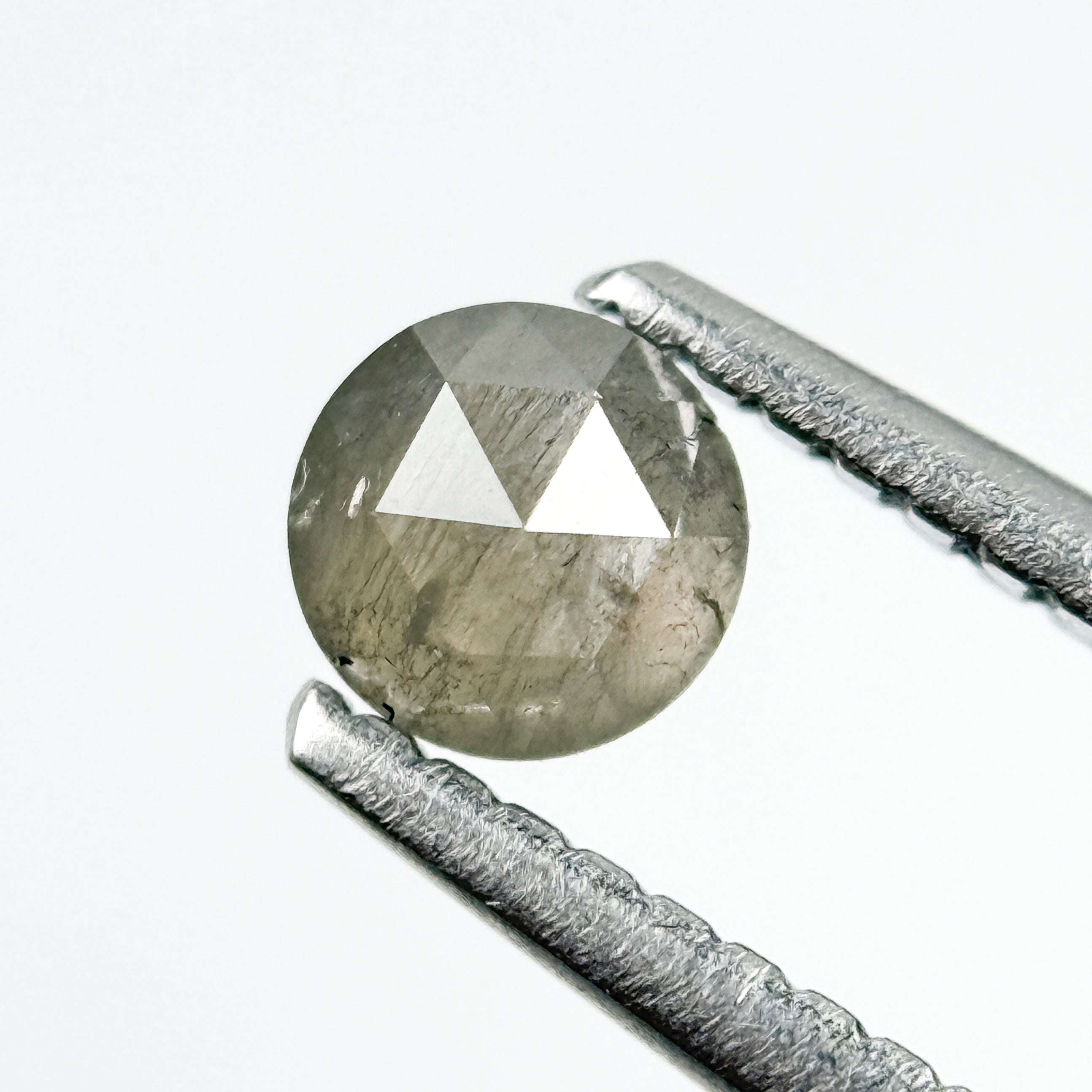 0.35 Ct Round Rose Cut Grey Natural Salt and Pepper Diamond
