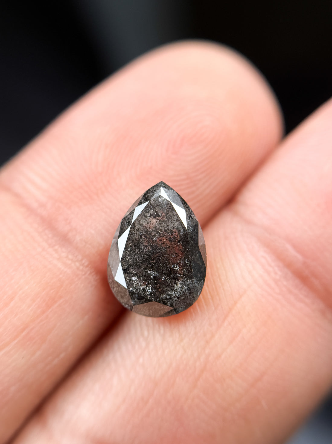 3.07 Ct Pear Rose Cut Grey Natural Fancy Diamond