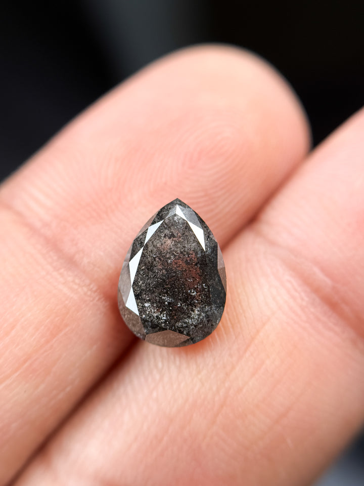 3.07 Ct Pear Rose Cut Grey Natural Fancy Diamond