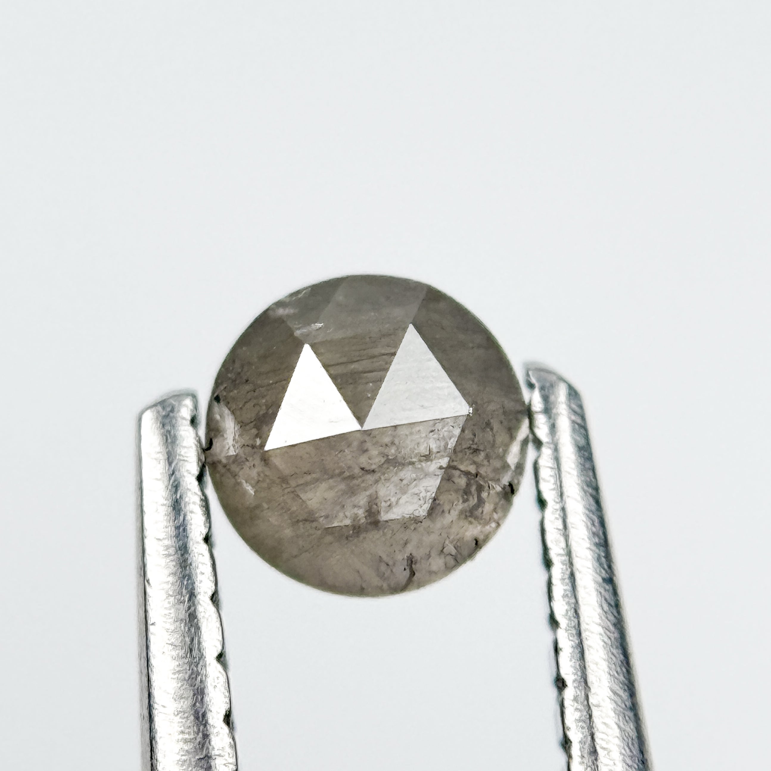 0.35 Ct Round Rose Cut Grey Natural Salt and Pepper Diamond
