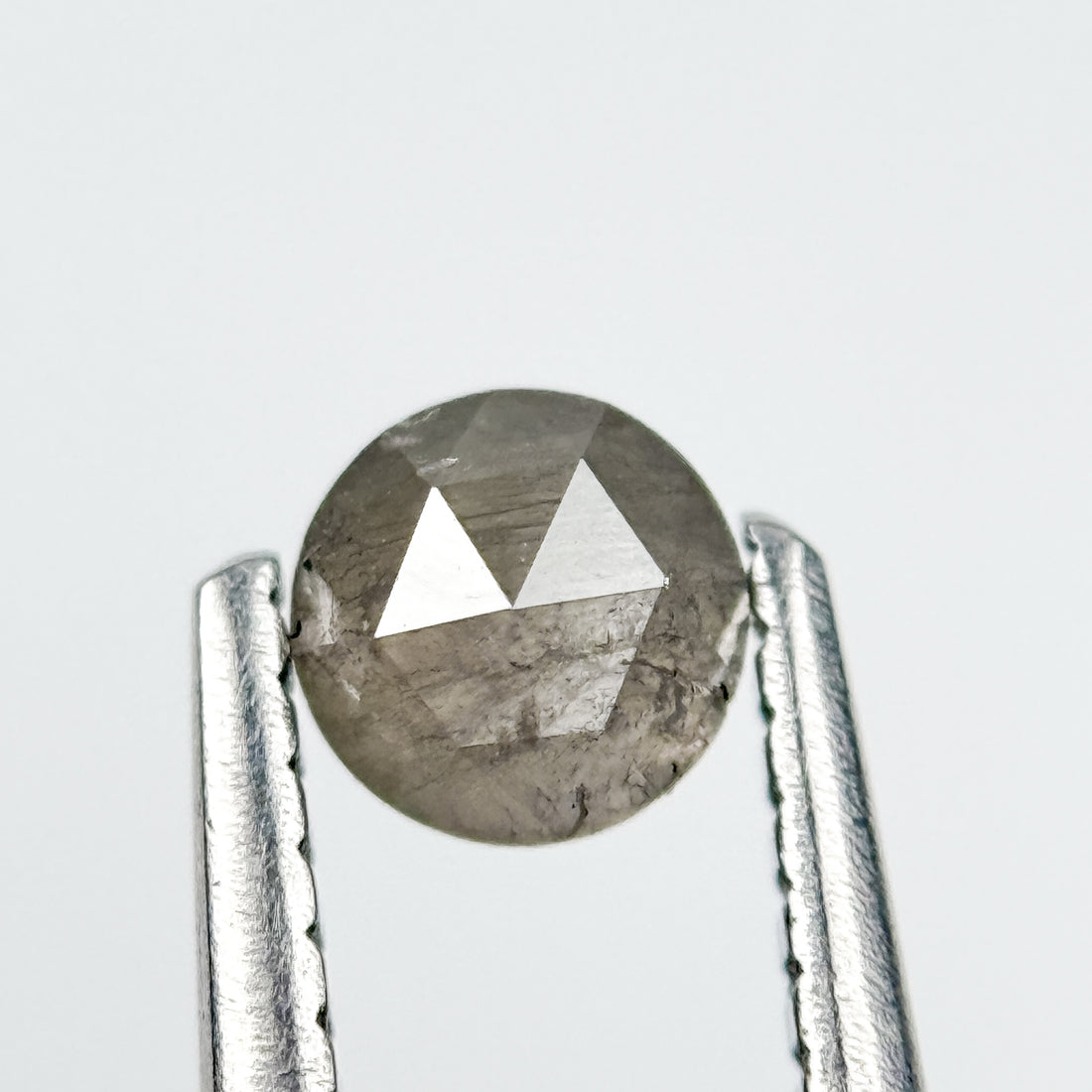 0.35 Ct Round Rose Cut Grey Natural Salt and Pepper Diamond