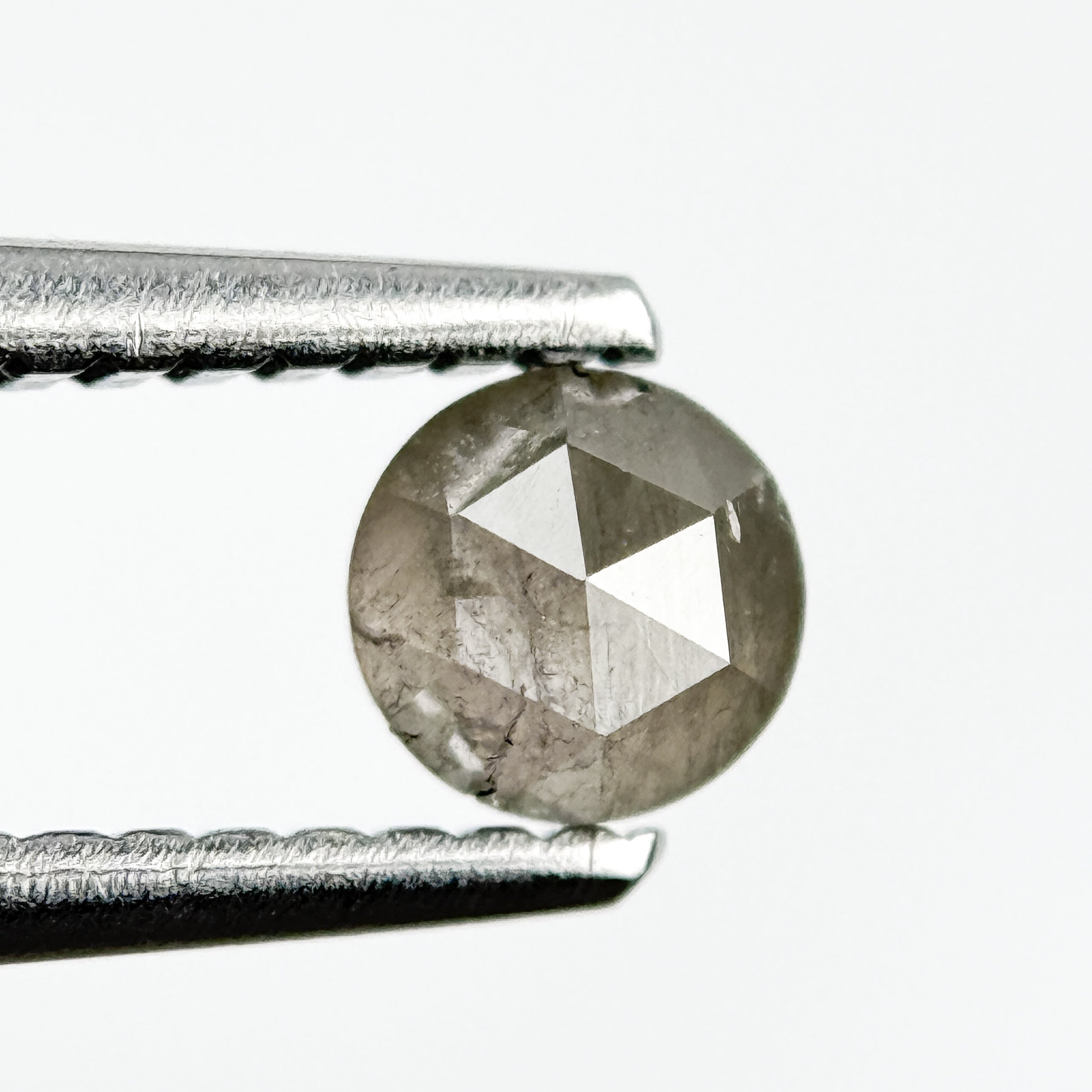 0.35 Ct Round Rose Cut Grey Natural Salt and Pepper Diamond