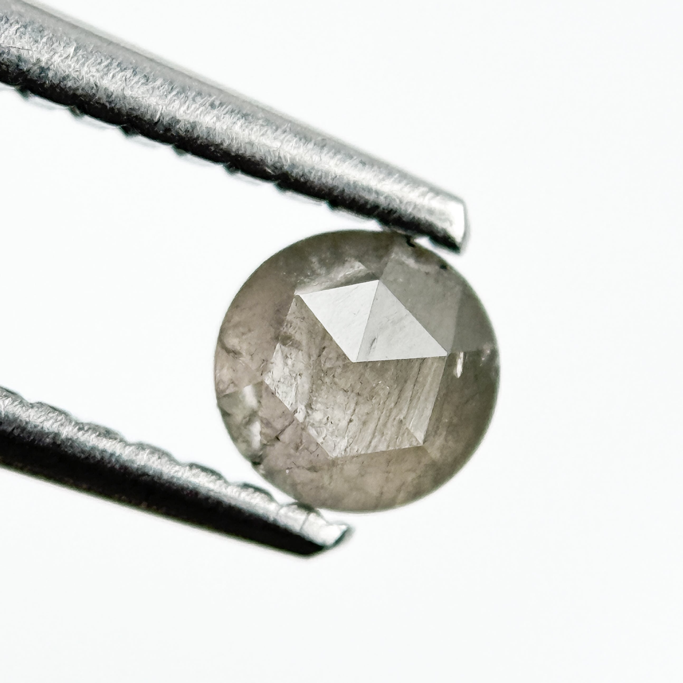 0.35 Ct Round Rose Cut Grey Natural Salt and Pepper Diamond