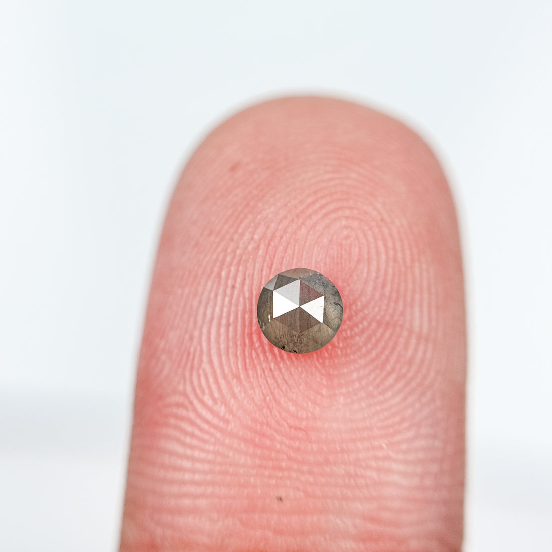 0.35 Ct Round Rose Cut Grey Natural Salt and Pepper Diamond