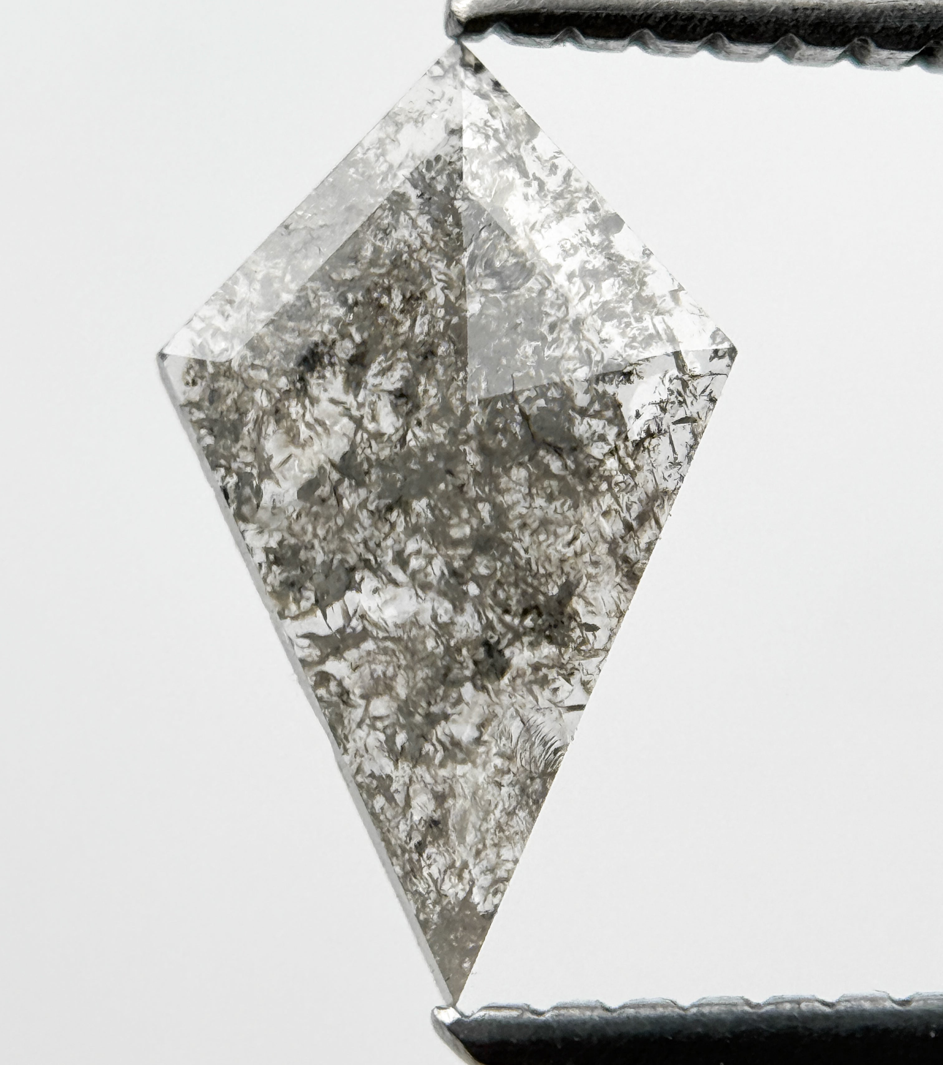0.54 Ct Kite Rose Cut Grey Natural Salt and Pepper Diamond