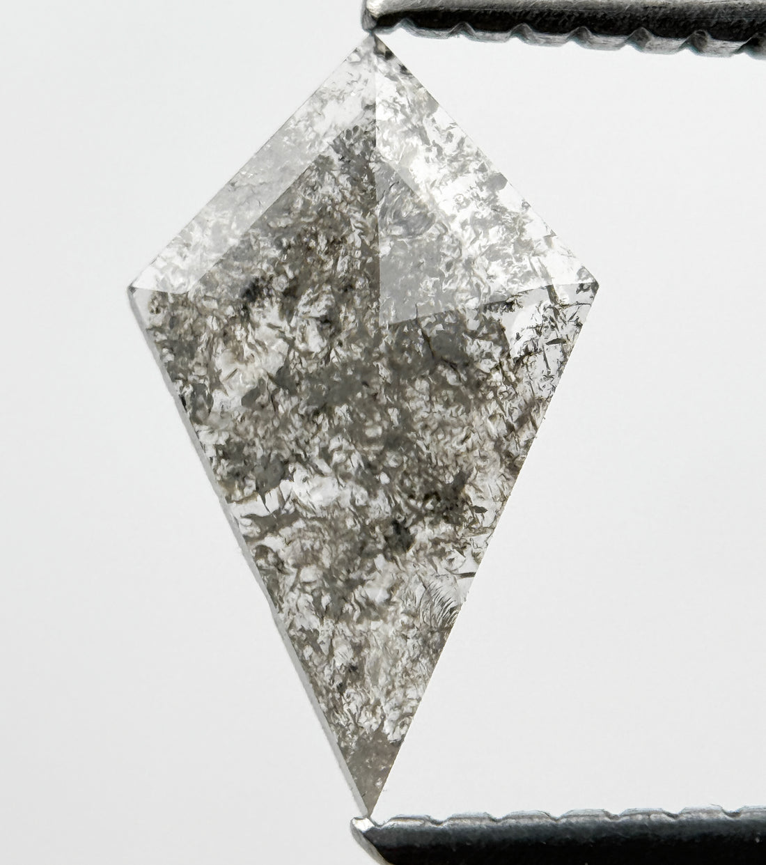 0.54 Ct Kite Rose Cut Grey Natural Salt and Pepper Diamond