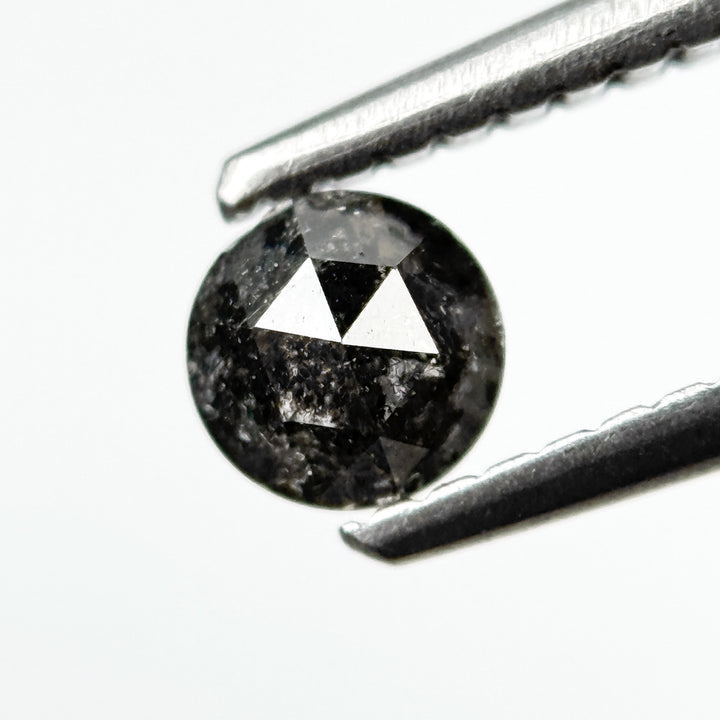 0.32 Ct Round Rose Cut Grey Natural Salt and Pepper Diamond