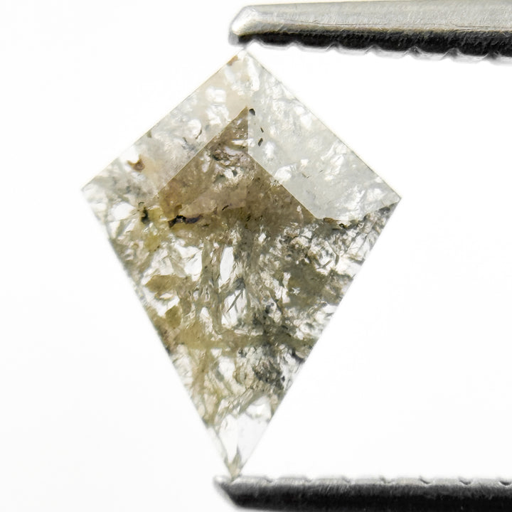 0.46 Ct Kite Rose Cut Grey Natural Salt and Pepper Diamond