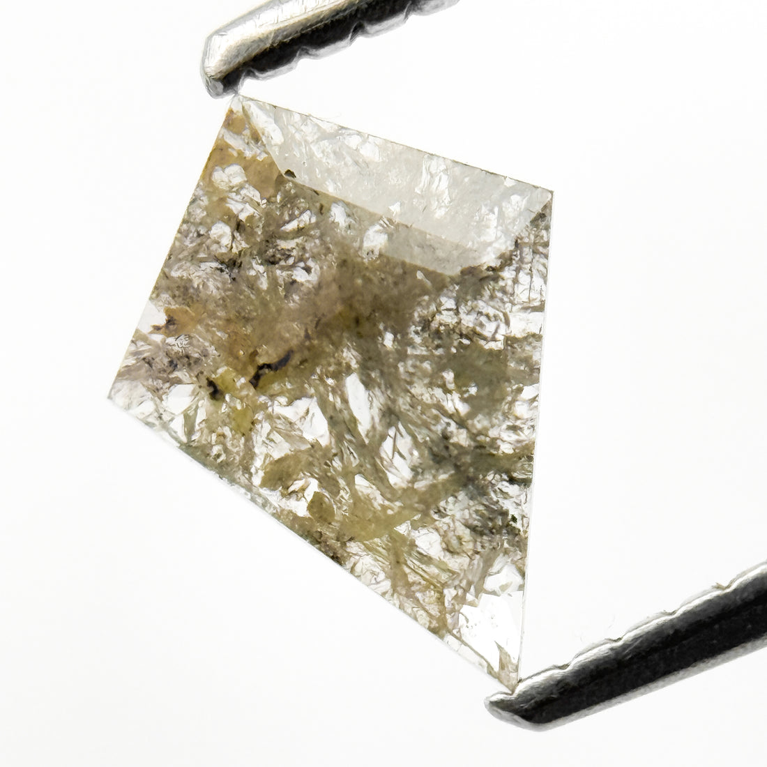 0.46 Ct Kite Rose Cut Grey Natural Salt and Pepper Diamond