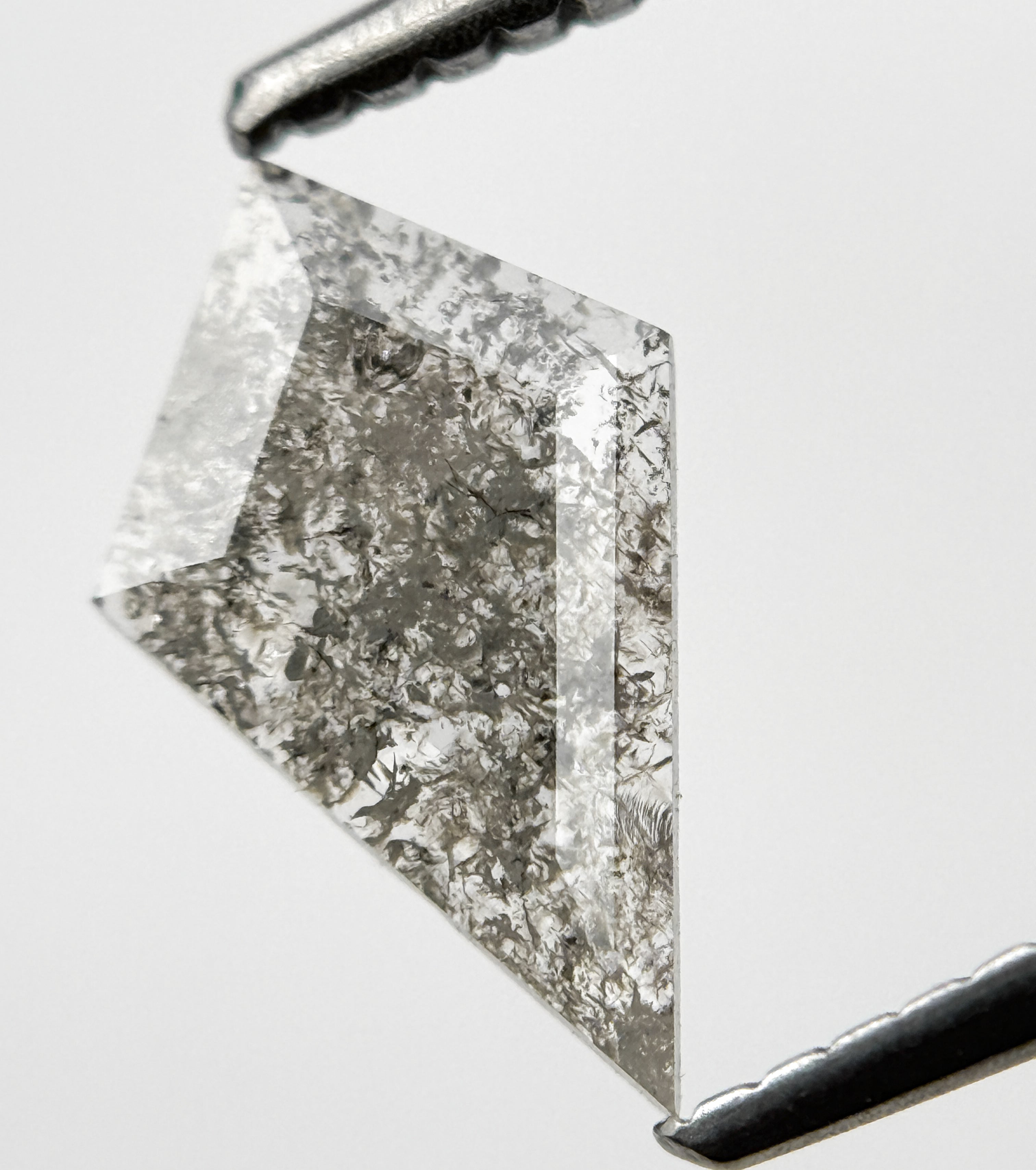 0.54 Ct Kite Rose Cut Grey Natural Salt and Pepper Diamond