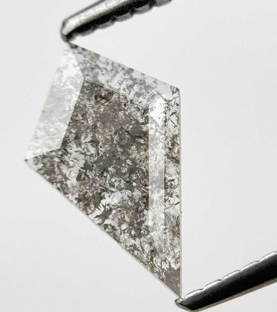 0.54 Ct Kite Rose Cut Grey Natural Salt and Pepper Diamond