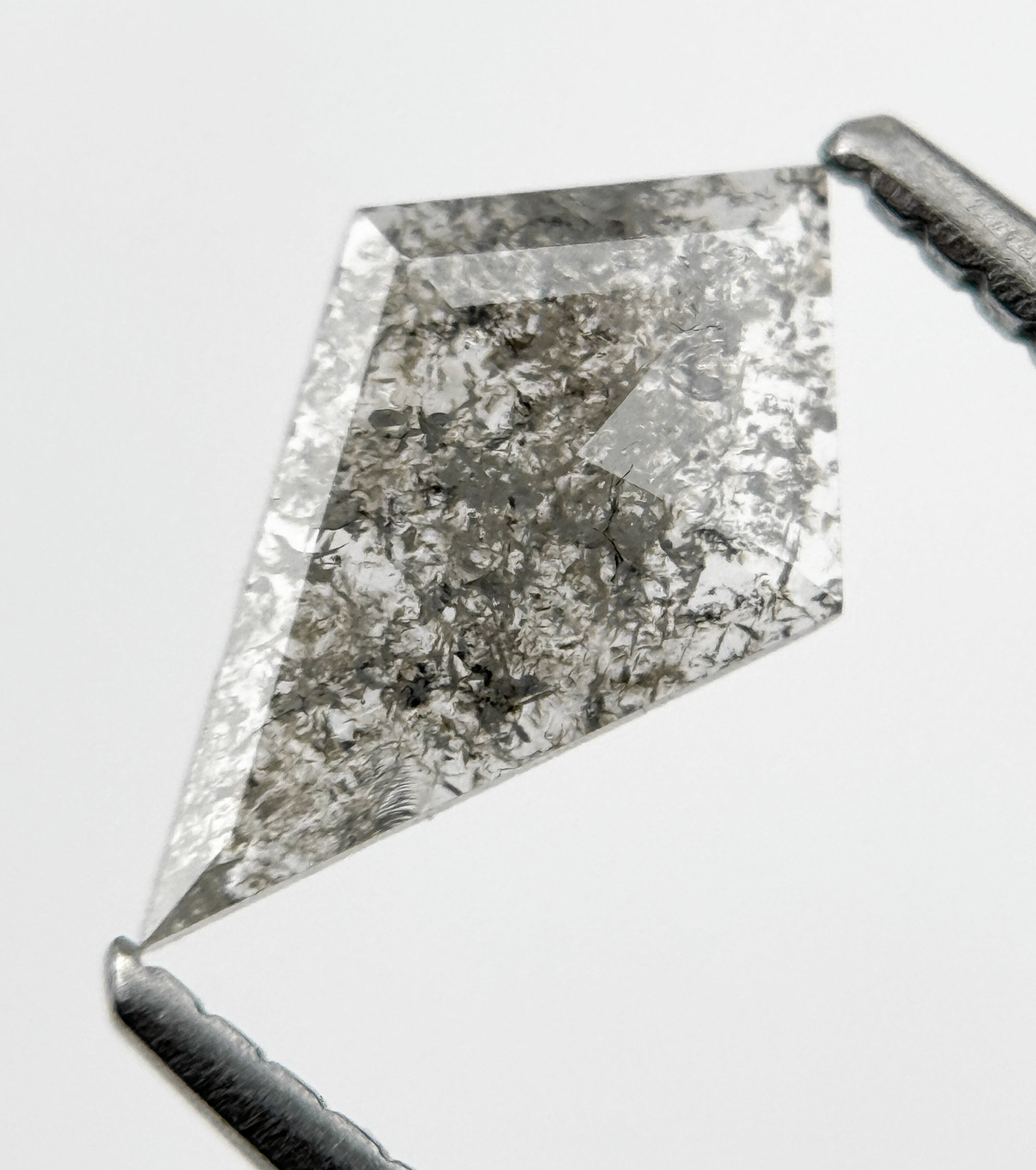 0.54 Ct Kite Rose Cut Grey Natural Salt and Pepper Diamond