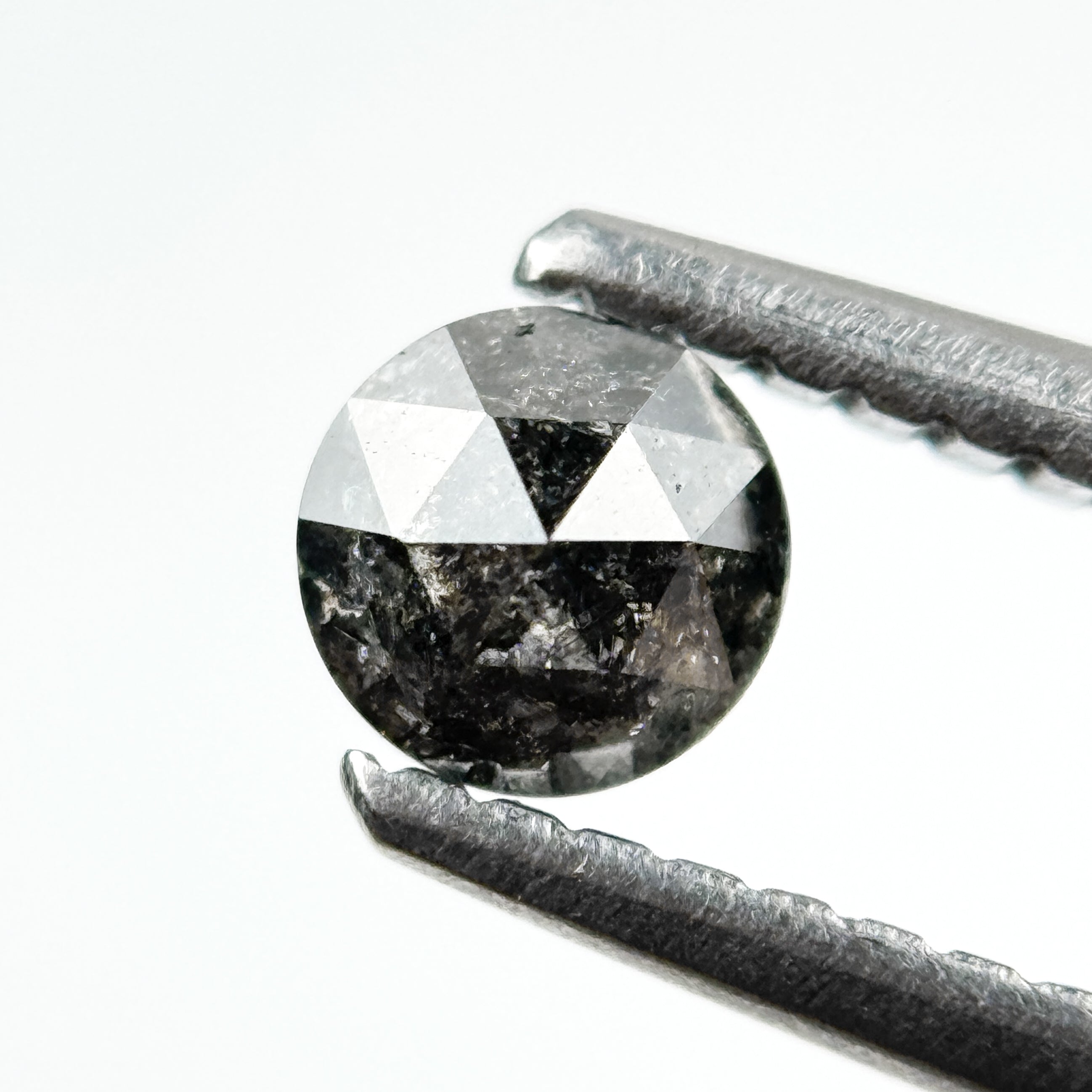 0.32 Ct Round Rose Cut Grey Natural Salt and Pepper Diamond