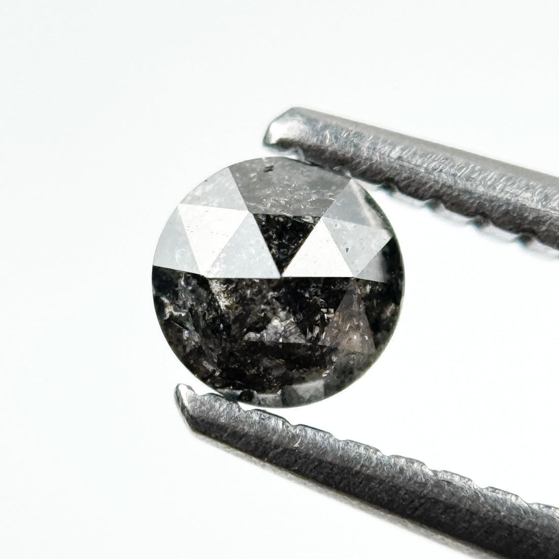 0.32 Ct Round Rose Cut Grey Natural Salt and Pepper Diamond