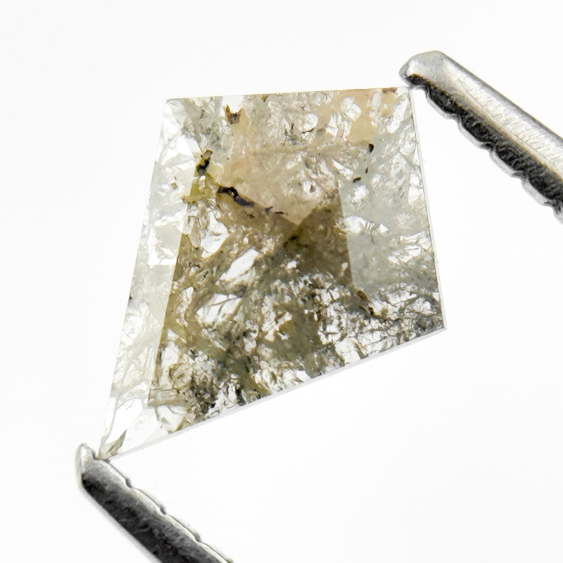 0.46 Ct Kite Rose Cut Grey Natural Salt and Pepper Diamond
