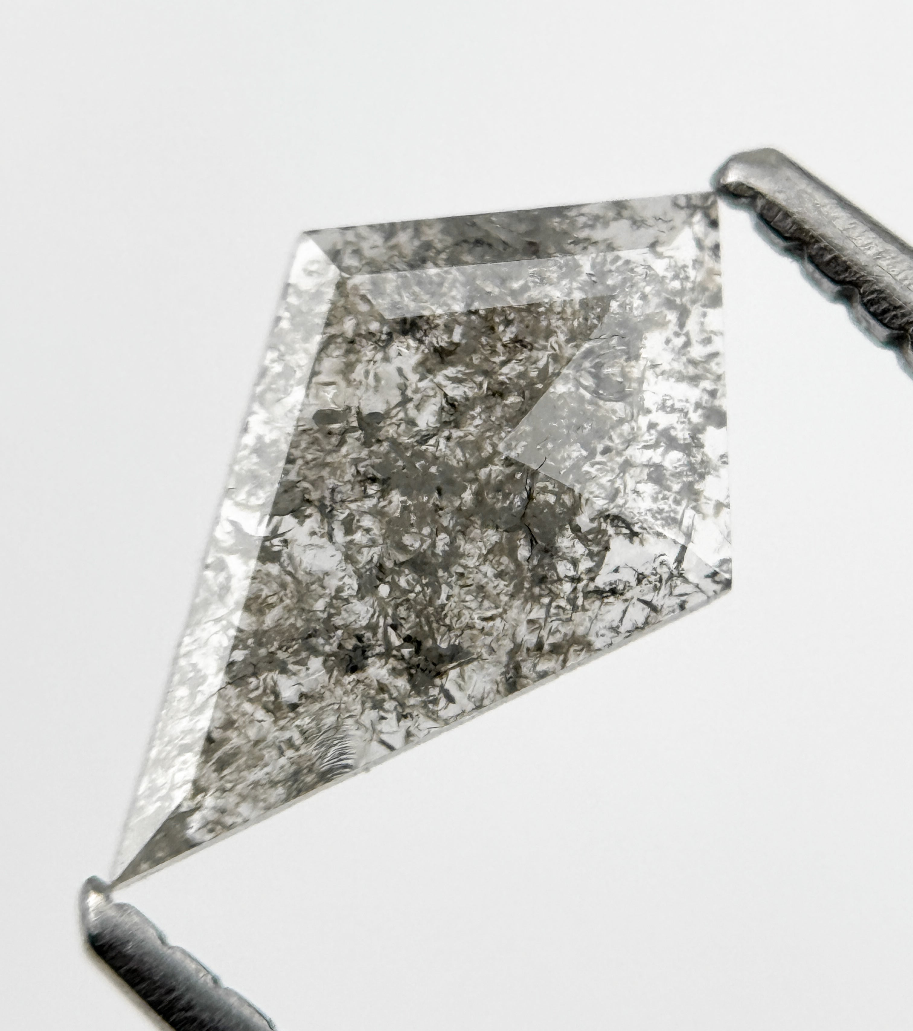 0.54 Ct Kite Rose Cut Grey Natural Salt and Pepper Diamond