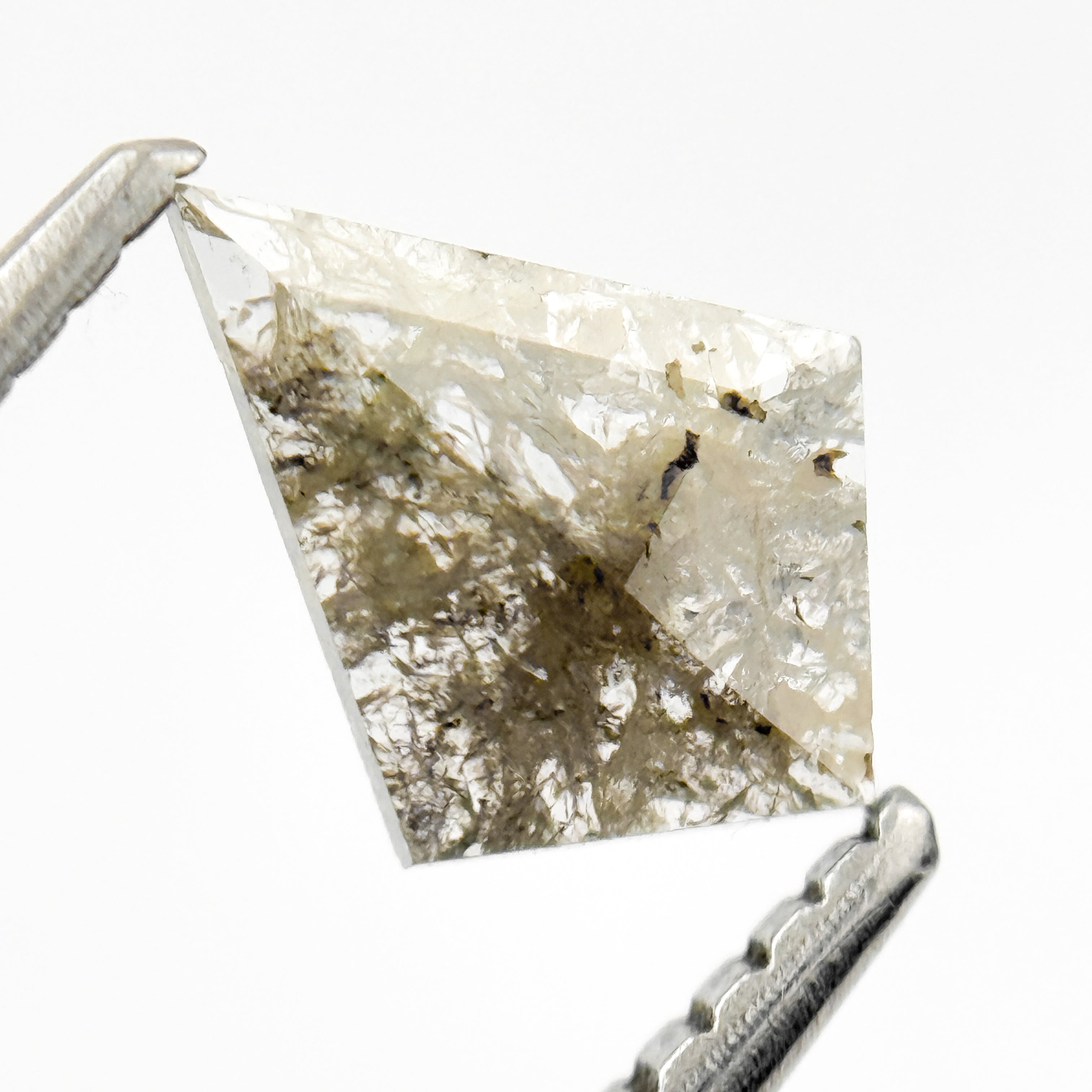 0.46 Ct Kite Rose Cut Grey Natural Salt and Pepper Diamond