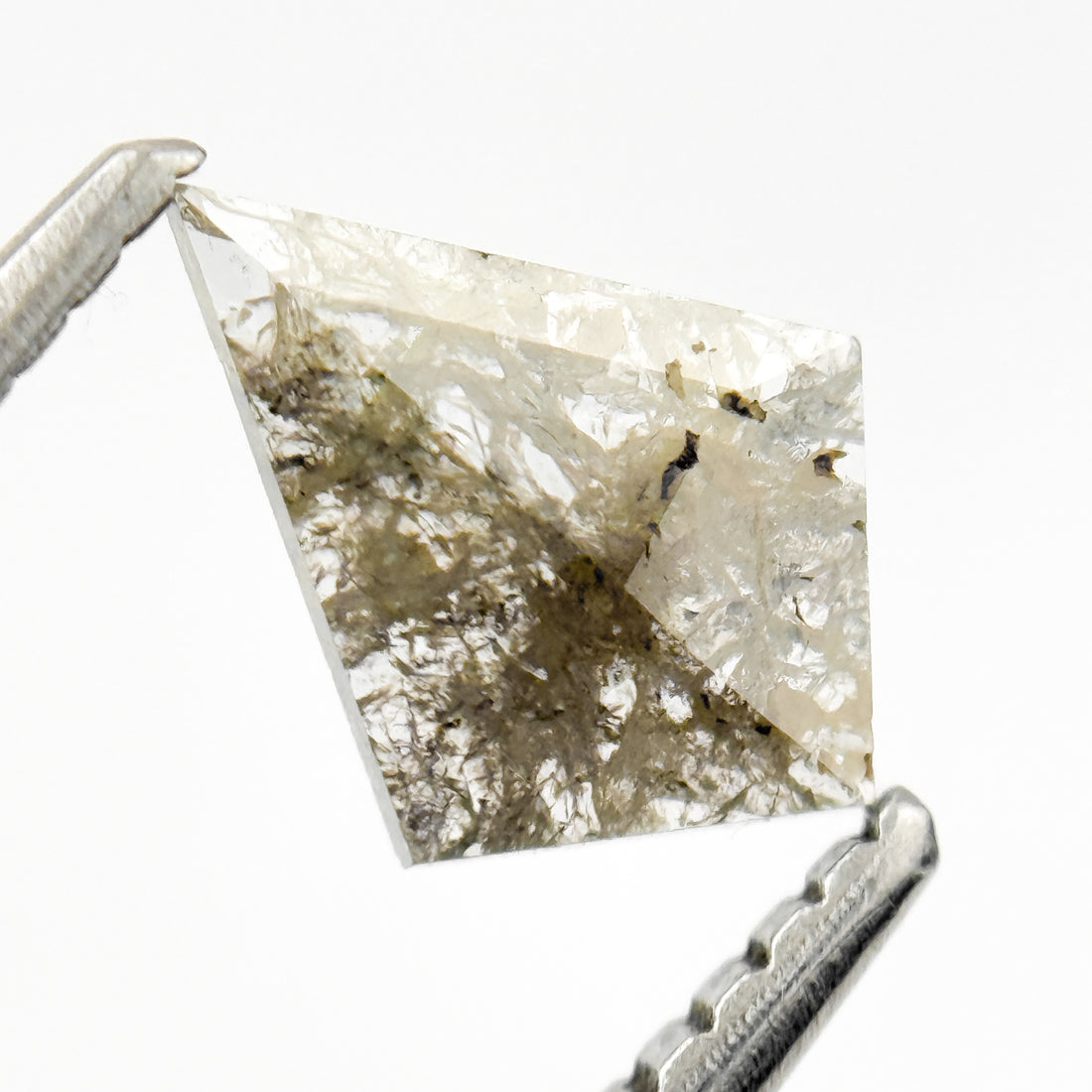 0.46 Ct Kite Rose Cut Grey Natural Salt and Pepper Diamond