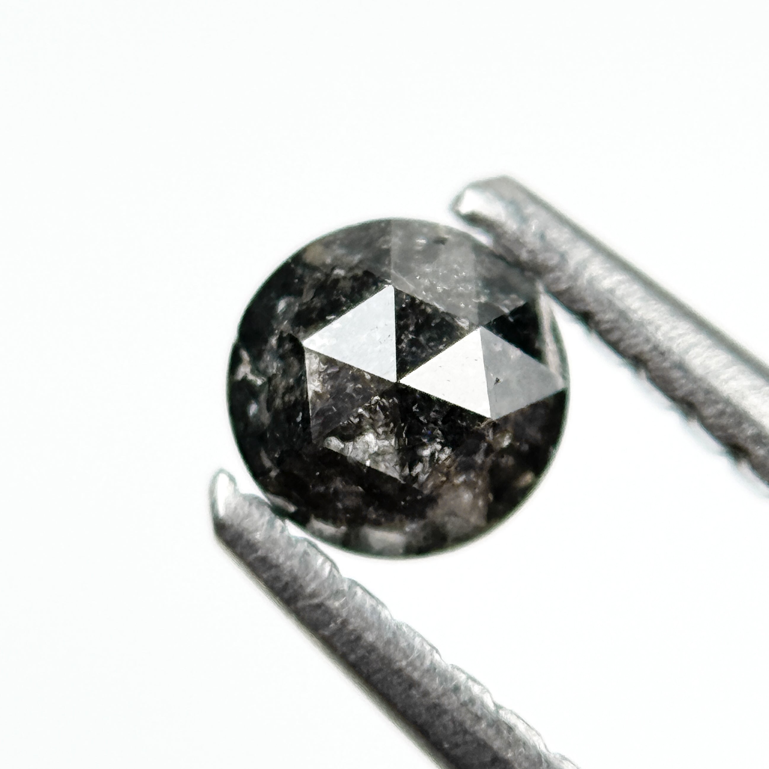 0.32 Ct Round Rose Cut Grey Natural Salt and Pepper Diamond