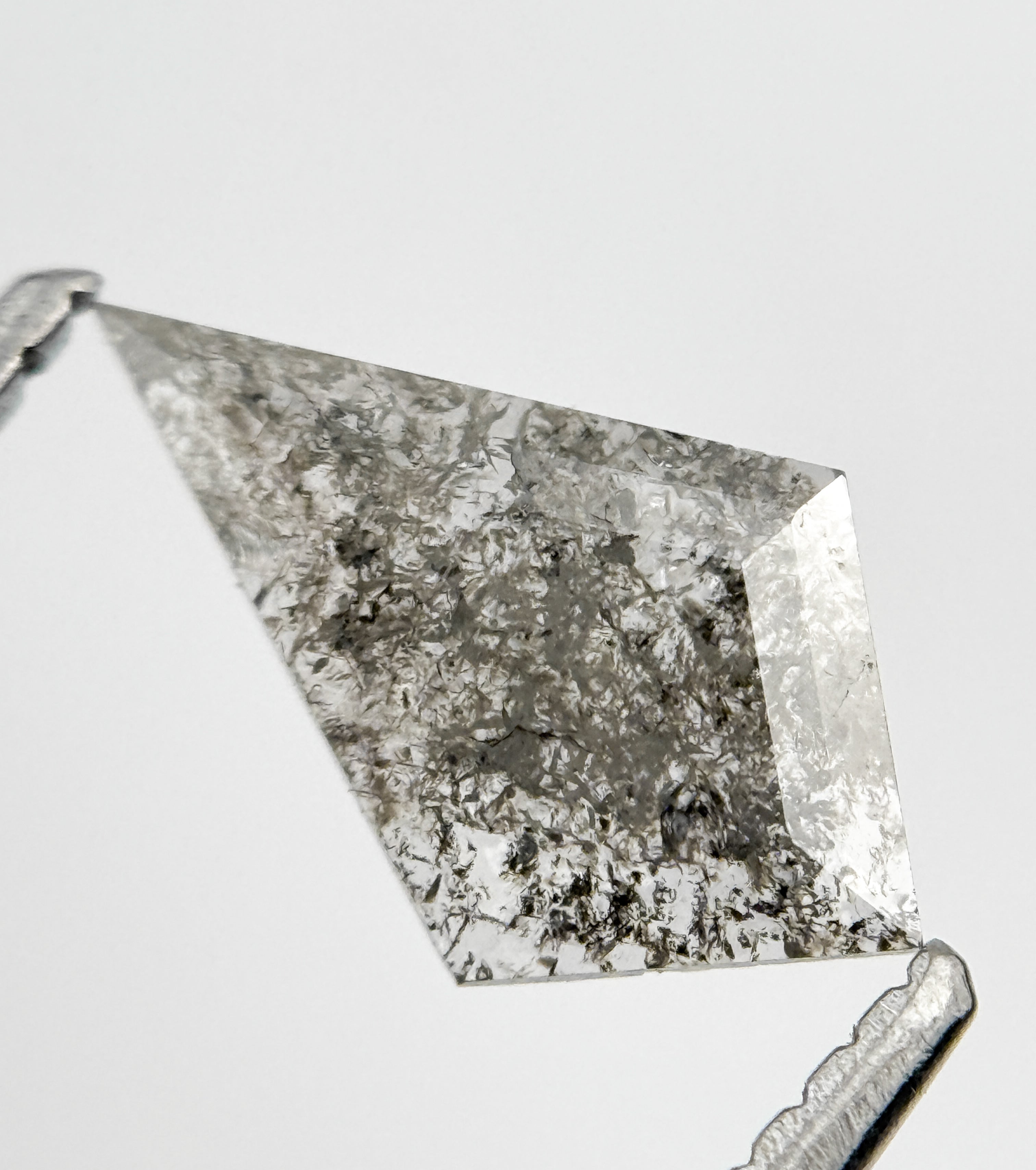 0.54 Ct Kite Rose Cut Grey Natural Salt and Pepper Diamond