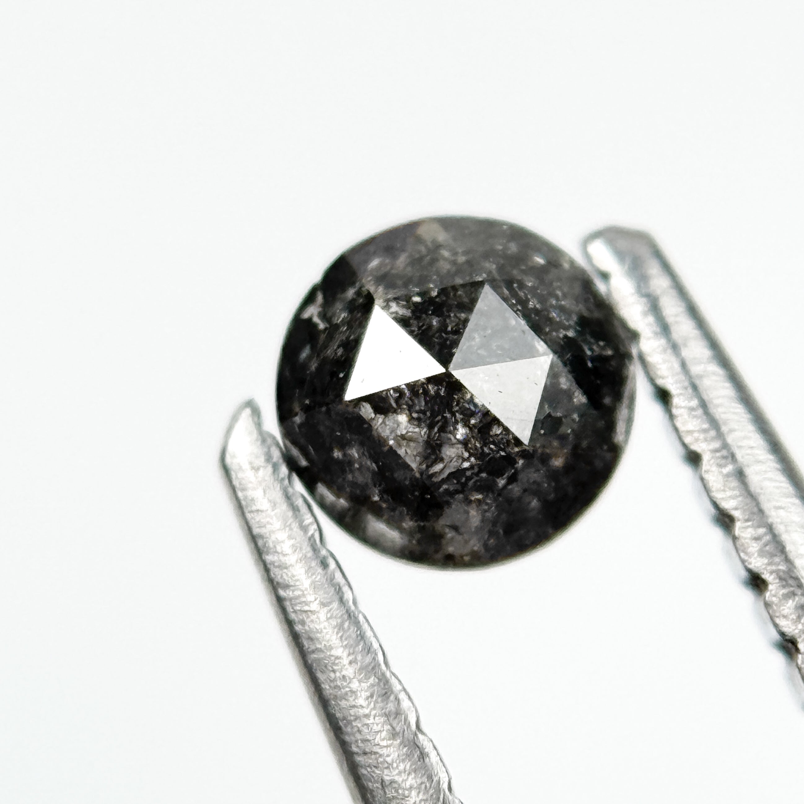 0.32 Ct Round Rose Cut Grey Natural Salt and Pepper Diamond