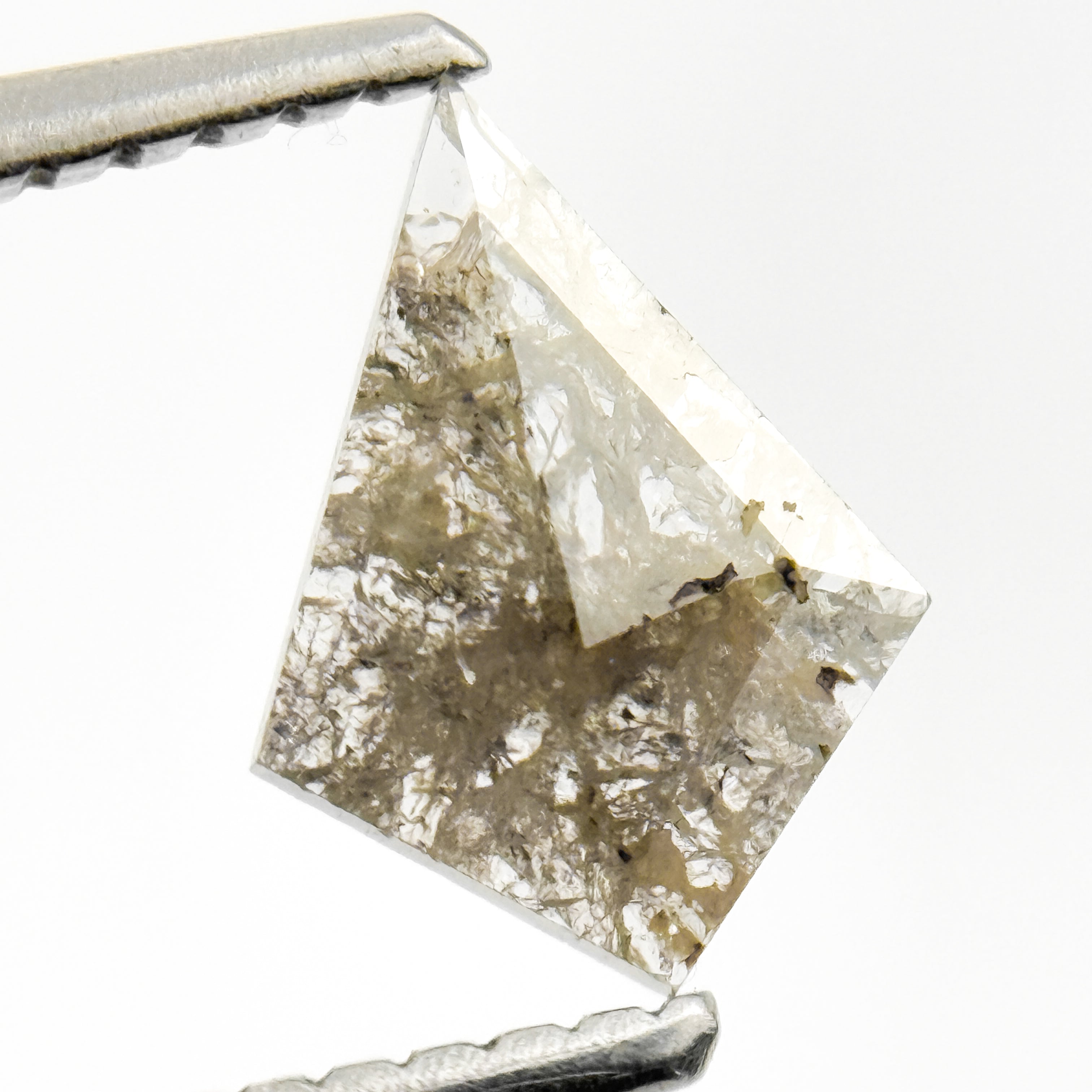 0.46 Ct Kite Rose Cut Grey Natural Salt and Pepper Diamond