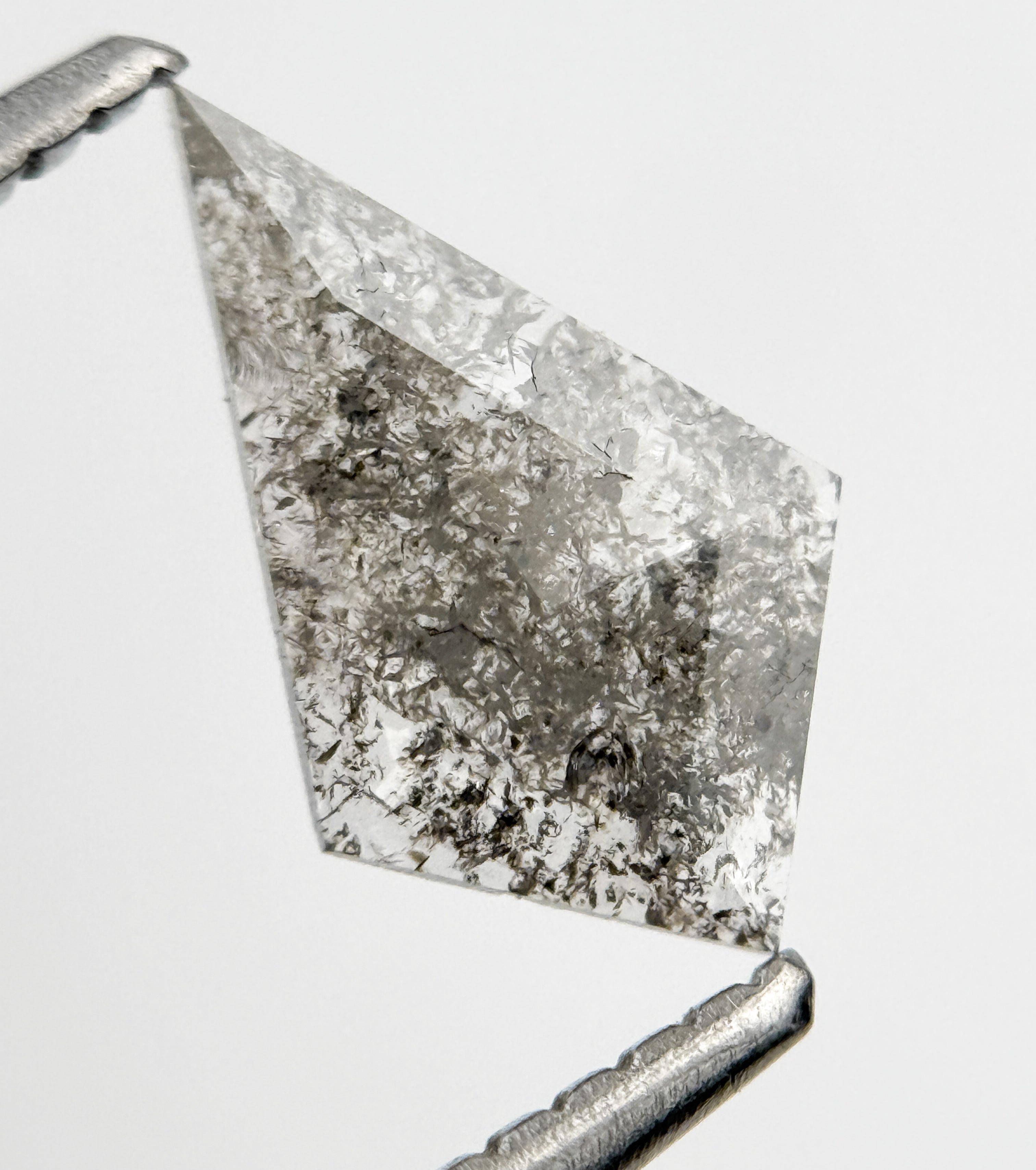 0.54 Ct Kite Rose Cut Grey Natural Salt and Pepper Diamond