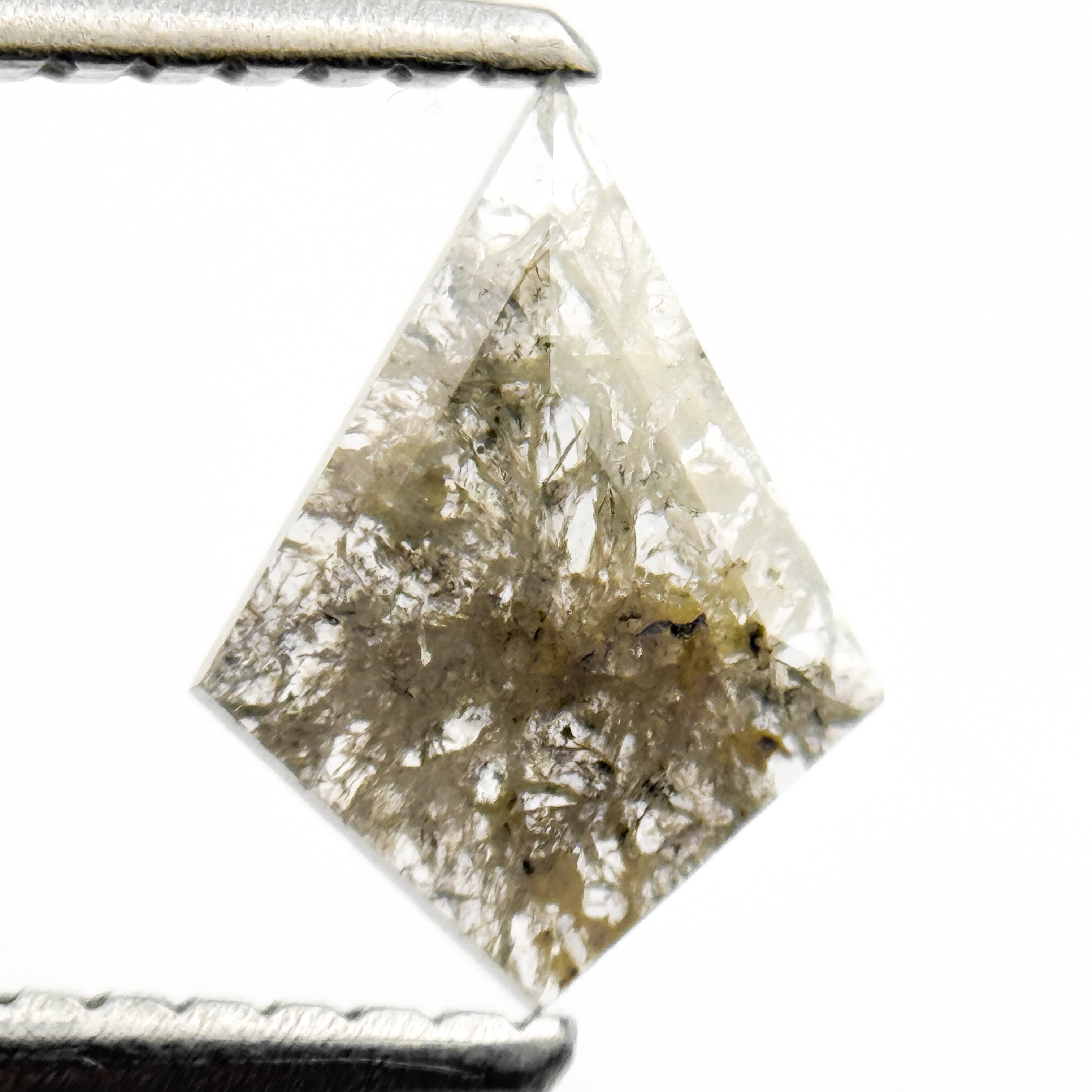 0.46 Ct Kite Rose Cut Grey Natural Salt and Pepper Diamond