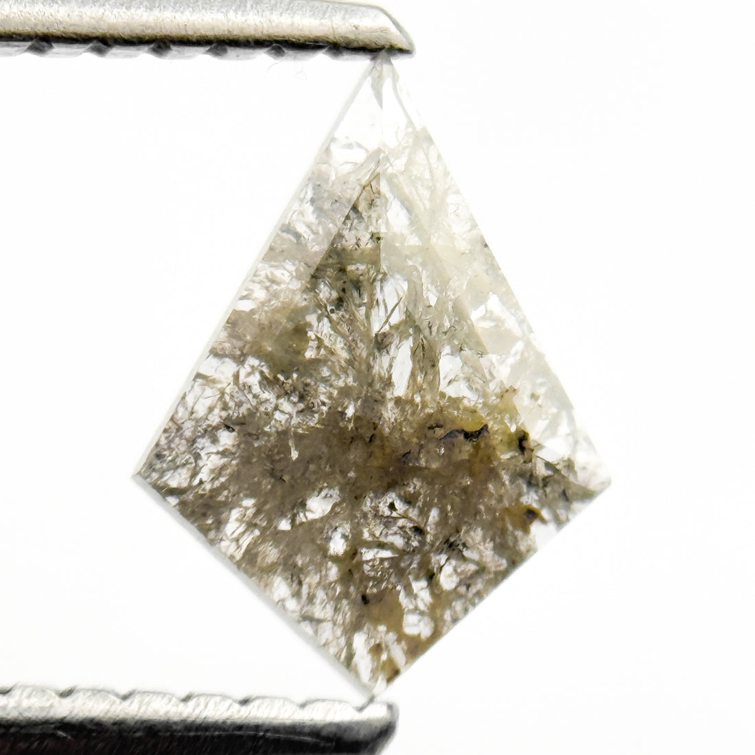 0.46 Ct Kite Rose Cut Grey Natural Salt and Pepper Diamond