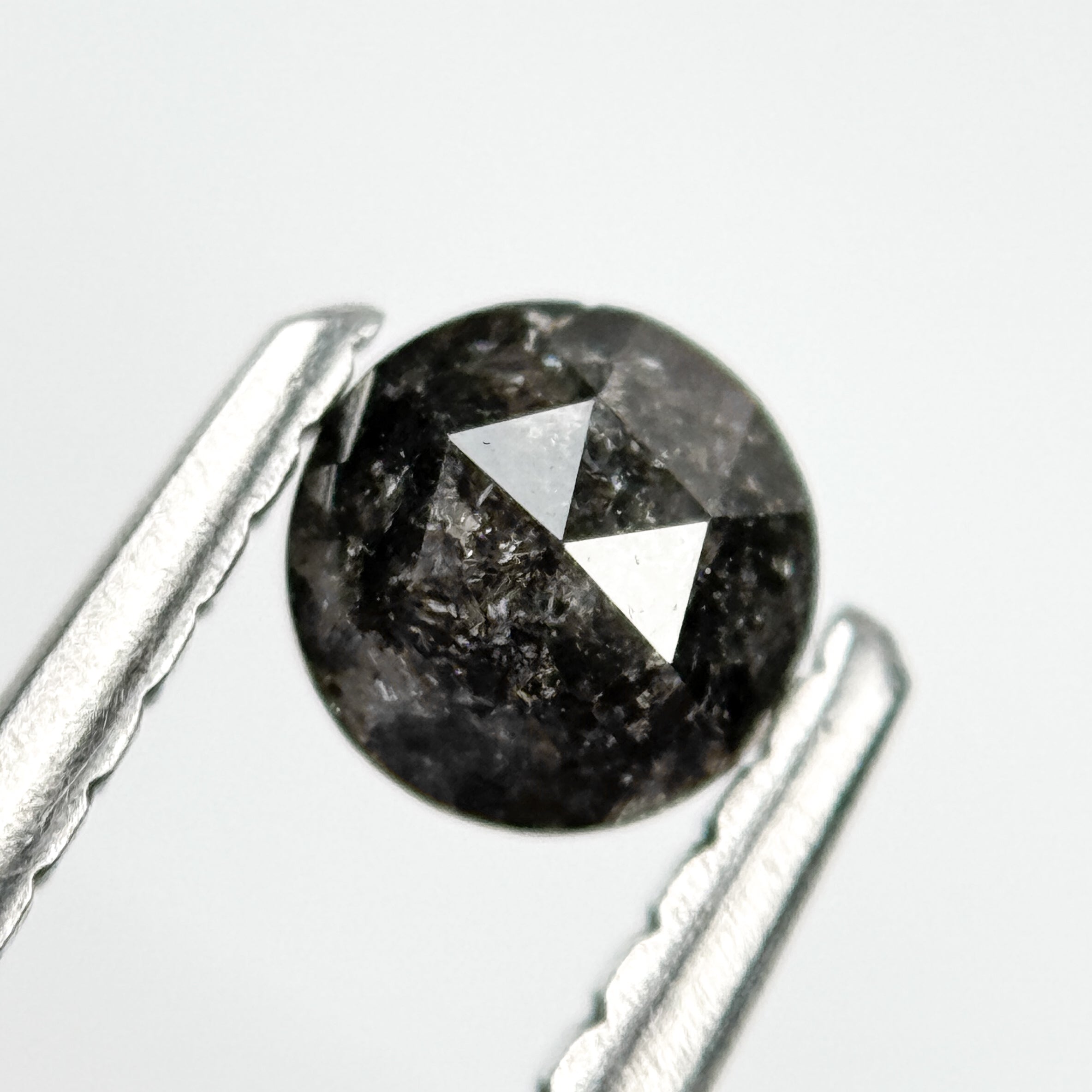 0.32 Ct Round Rose Cut Grey Natural Salt and Pepper Diamond