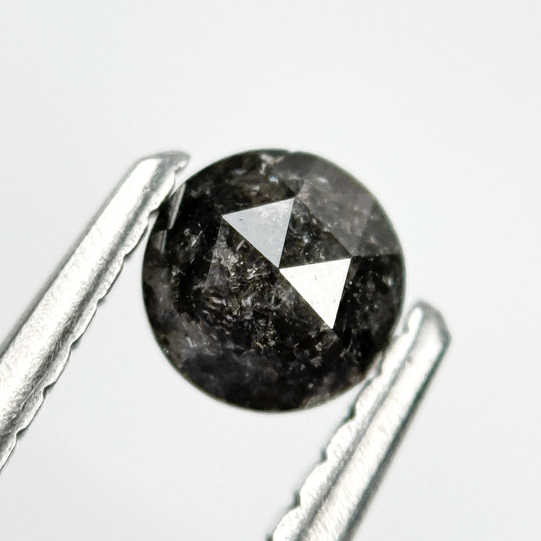0.32 Ct Round Rose Cut Grey Natural Salt and Pepper Diamond