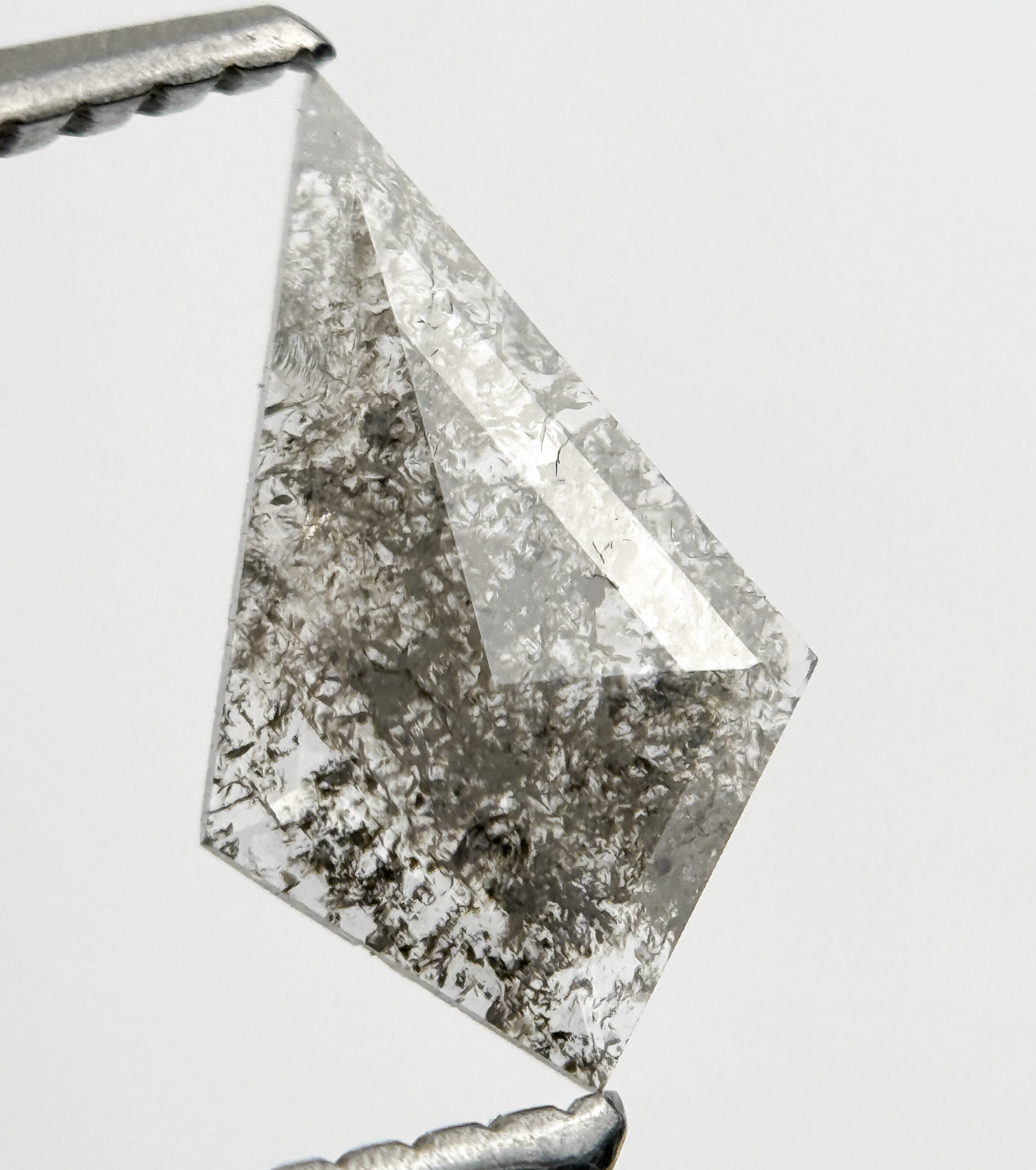 0.54 Ct Kite Rose Cut Grey Natural Salt and Pepper Diamond