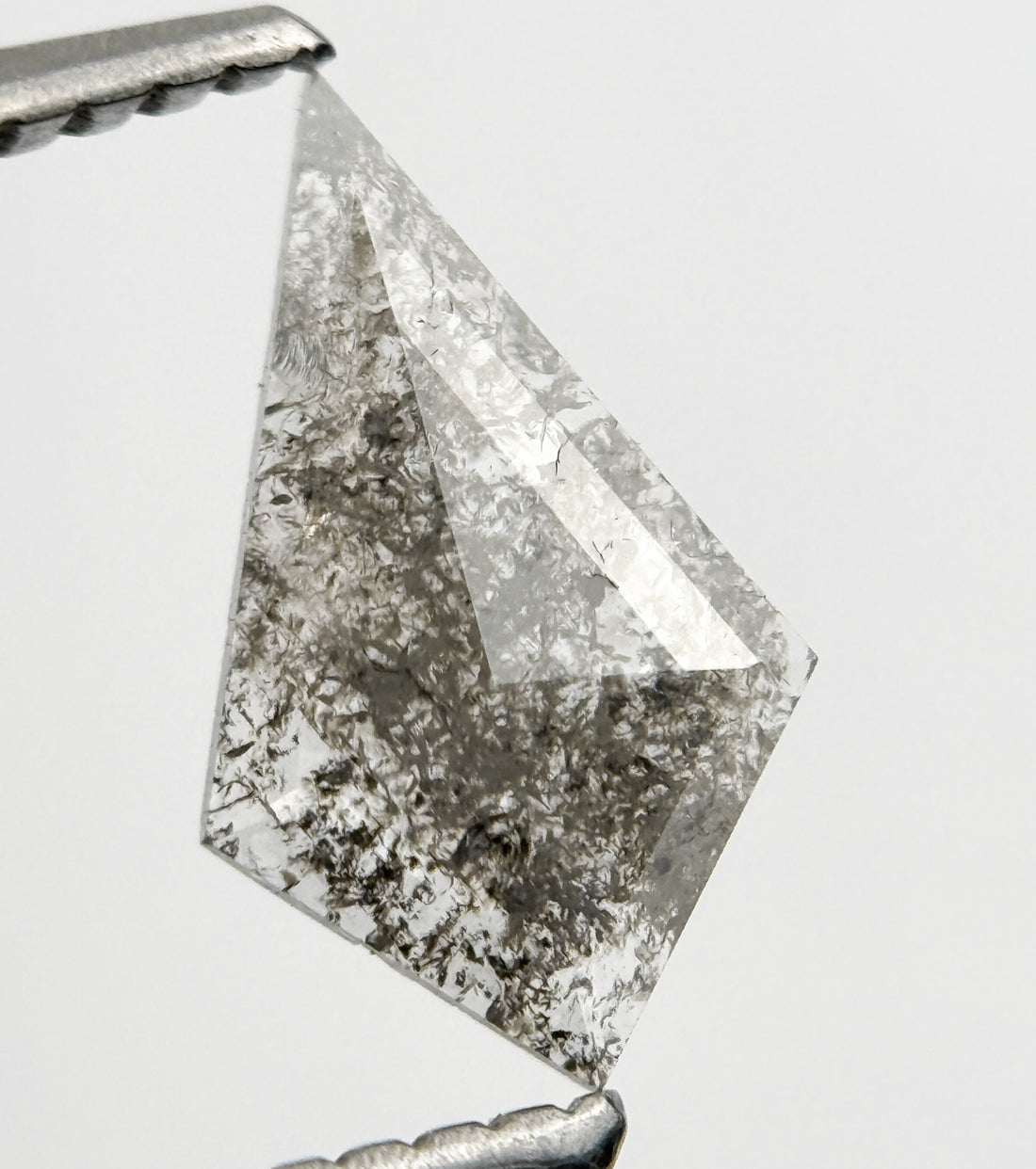 0.54 Ct Kite Rose Cut Grey Natural Salt and Pepper Diamond