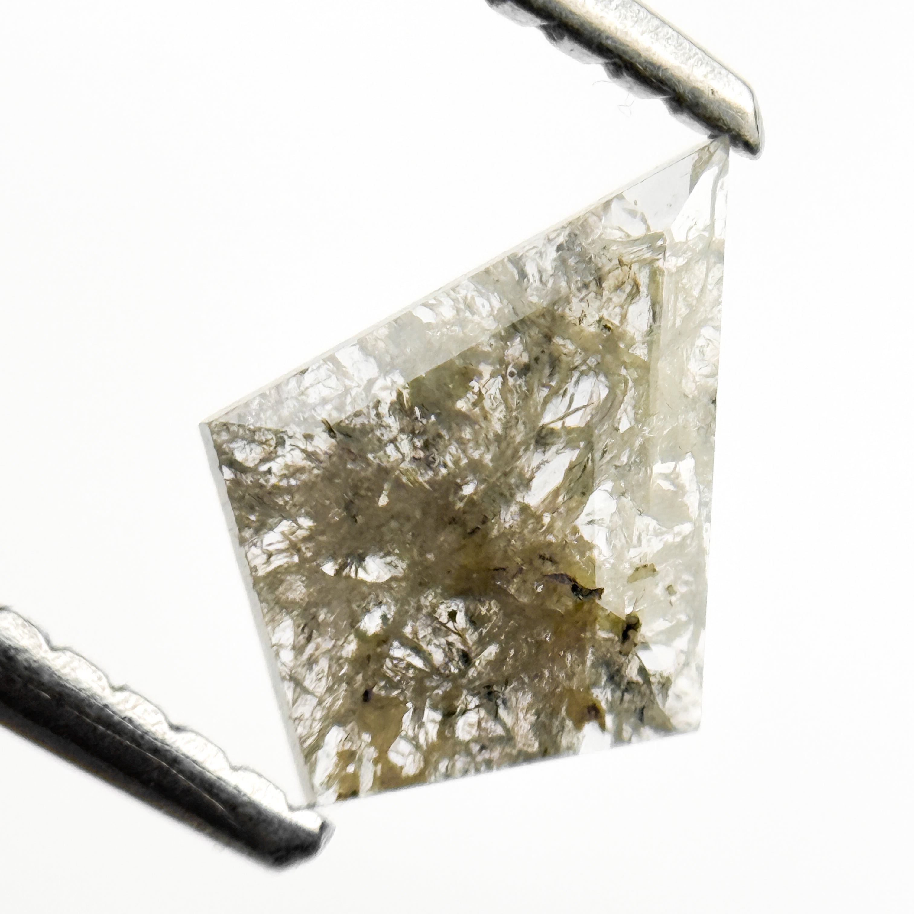 0.46 Ct Kite Rose Cut Grey Natural Salt and Pepper Diamond