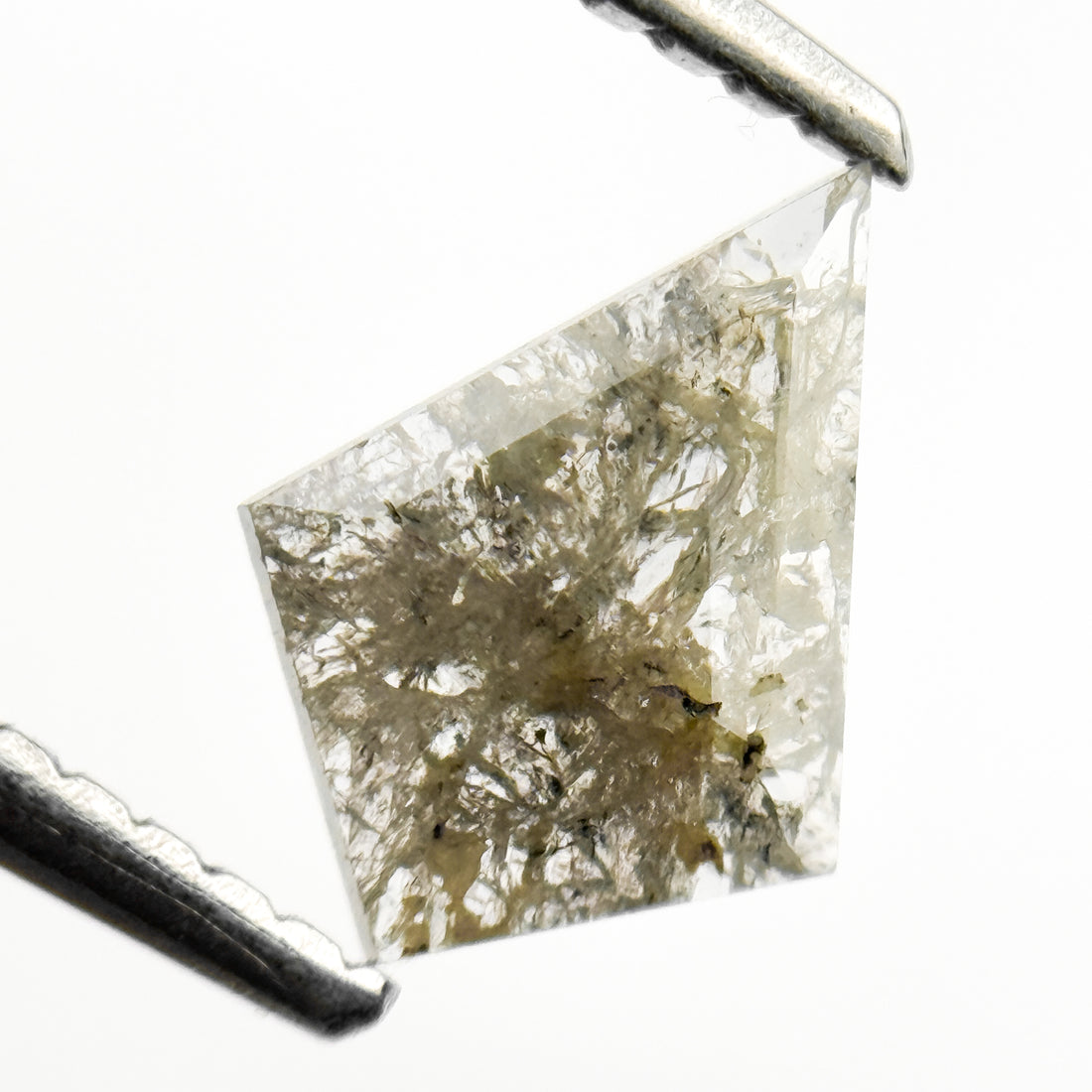 0.46 Ct Kite Rose Cut Grey Natural Salt and Pepper Diamond