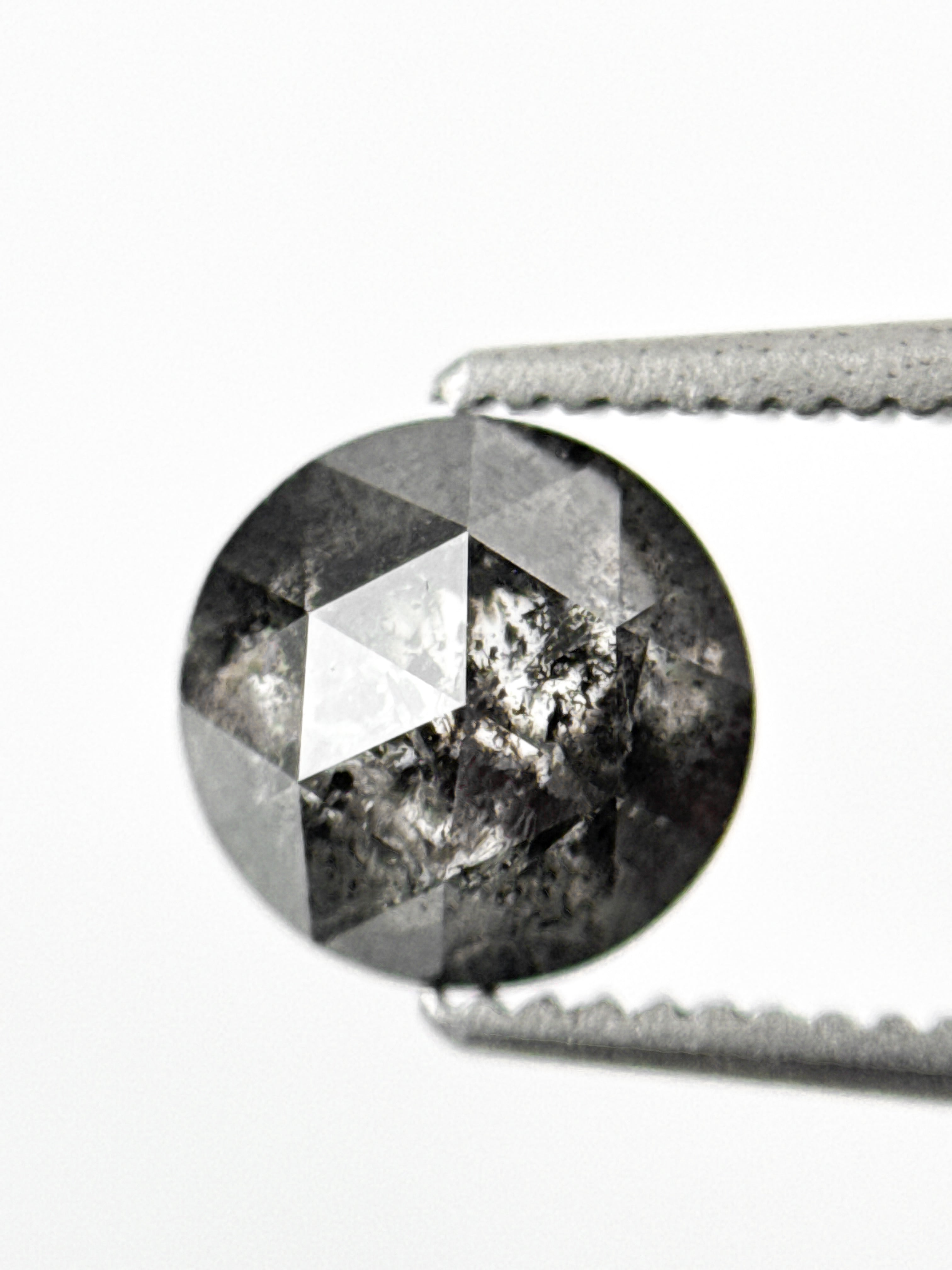 1.11 Ct Round Rose Cut Grey Natural Salt and Pepper Diamond