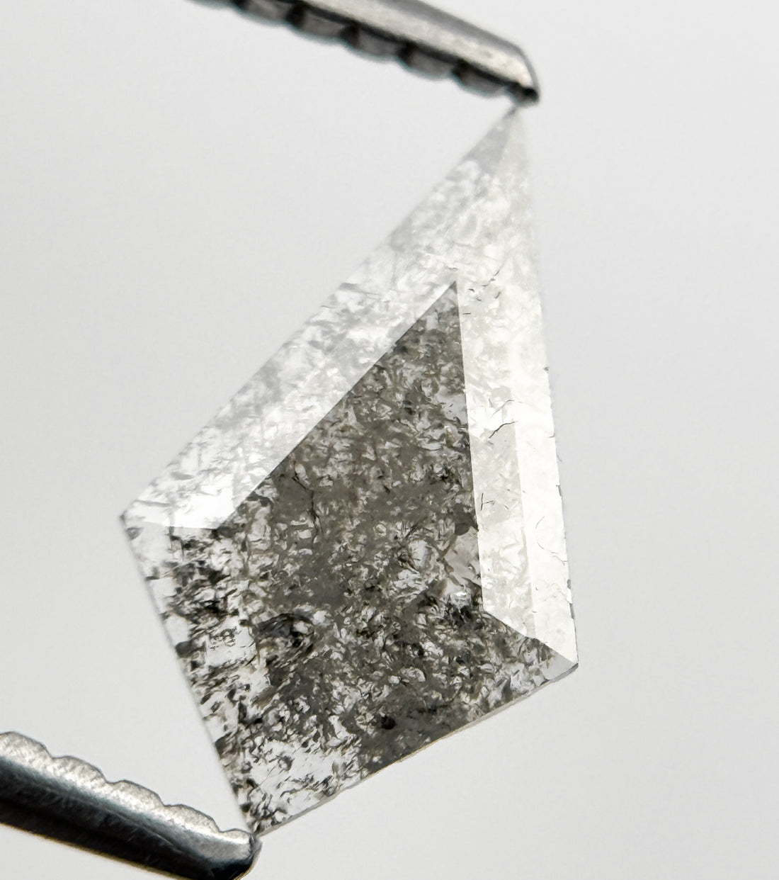 0.54 Ct Kite Rose Cut Grey Natural Salt and Pepper Diamond