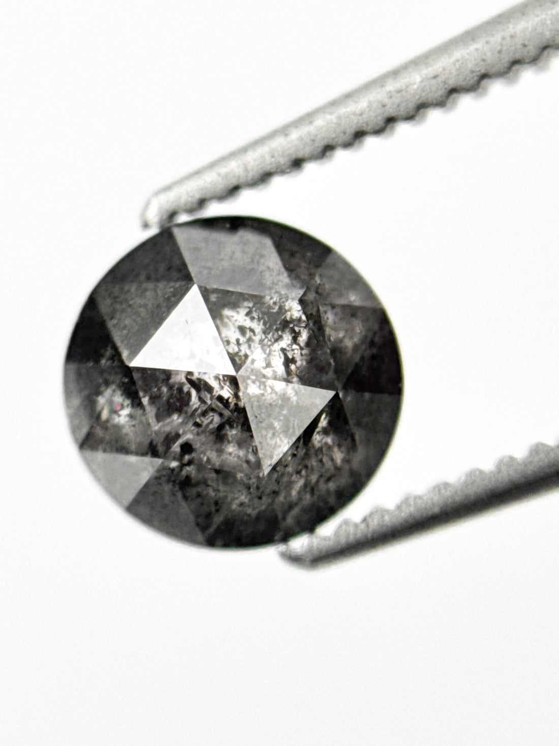 1.11 Ct Round Rose Cut Grey Natural Salt and Pepper Diamond